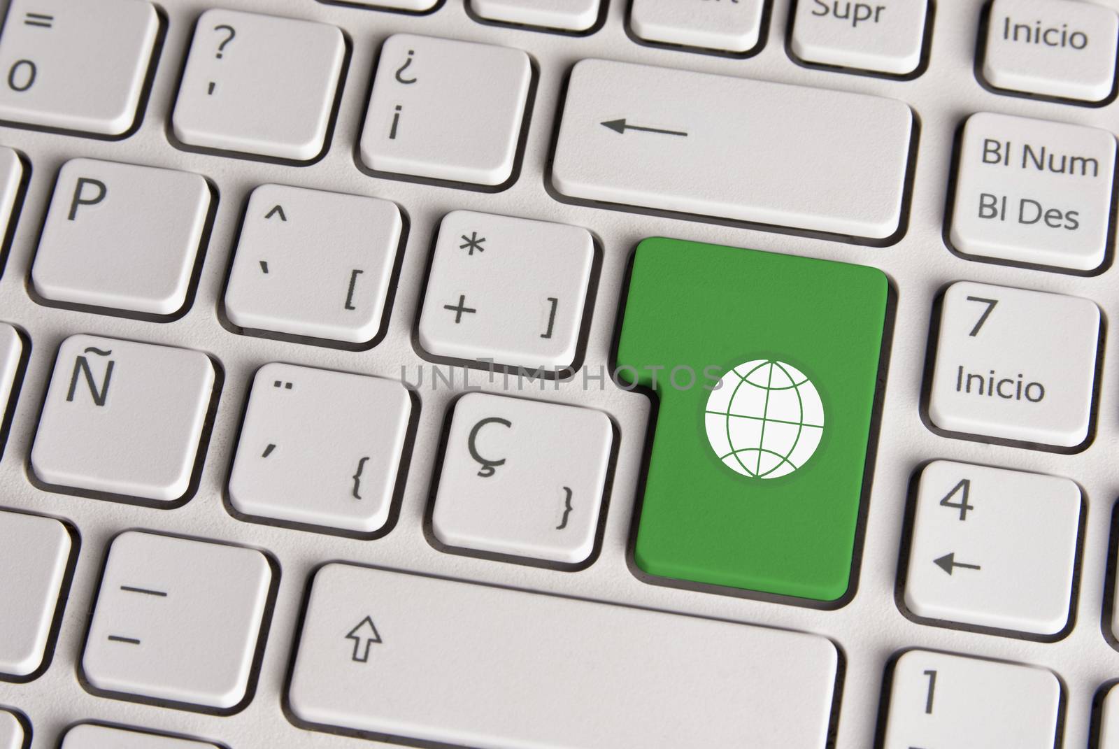 Global green concept, world keyboard key. by cienpies