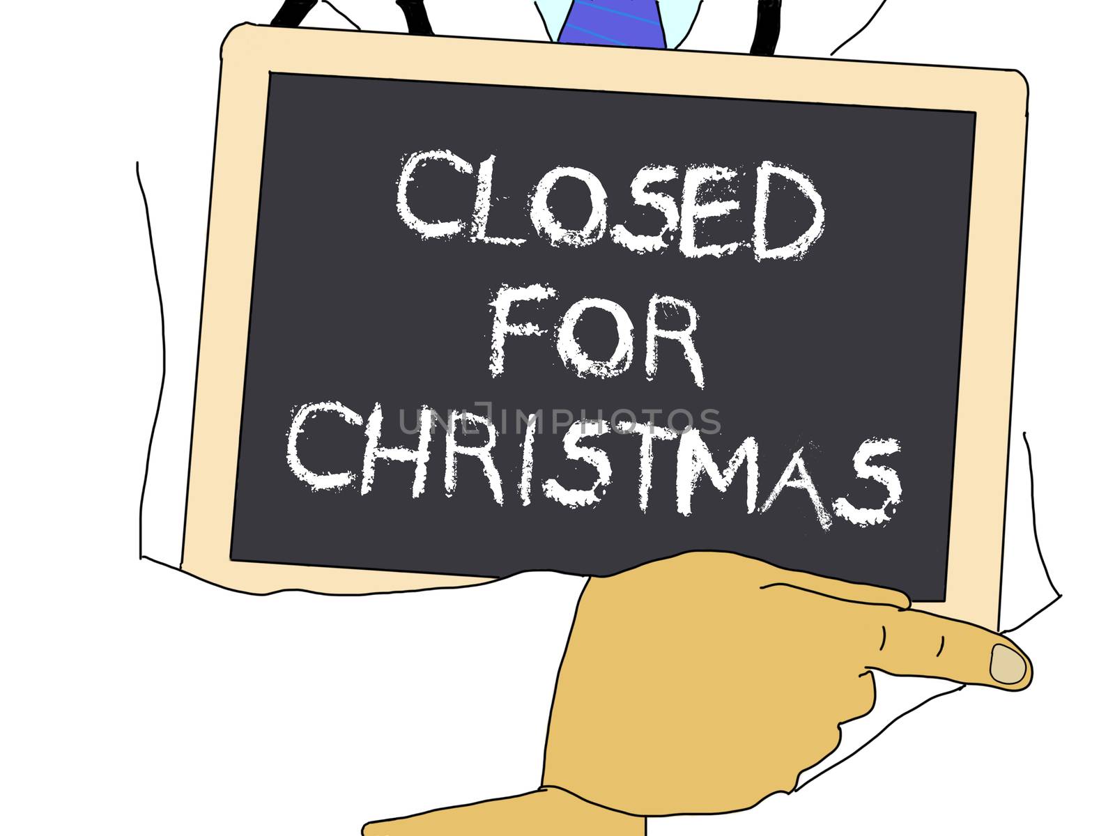 Illustration: Doctor shows information: Closed for Christmas