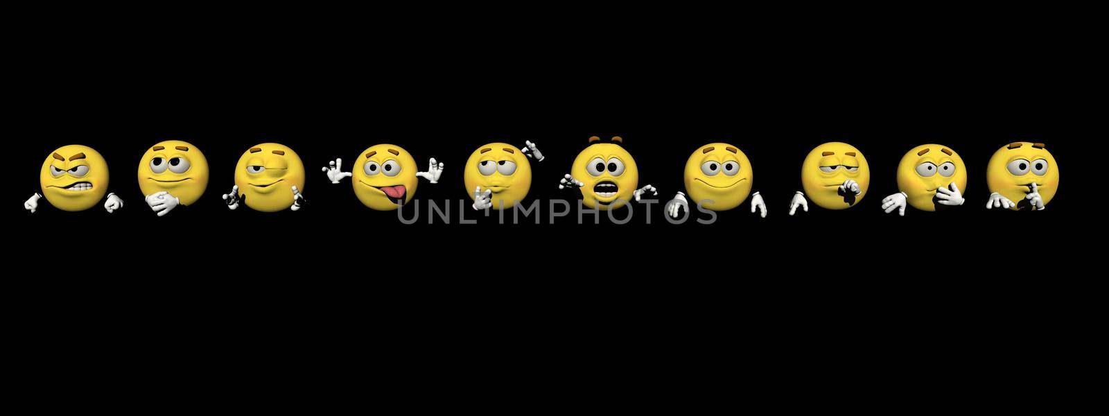 Several emoticon on black bottom