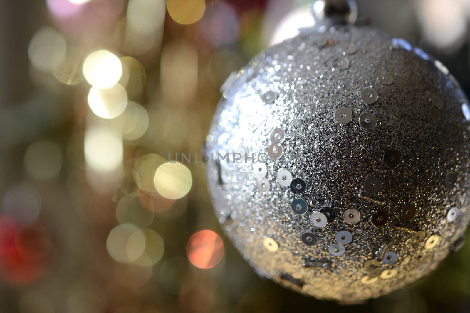 close up Christmas ball, blured background by ncuisinier