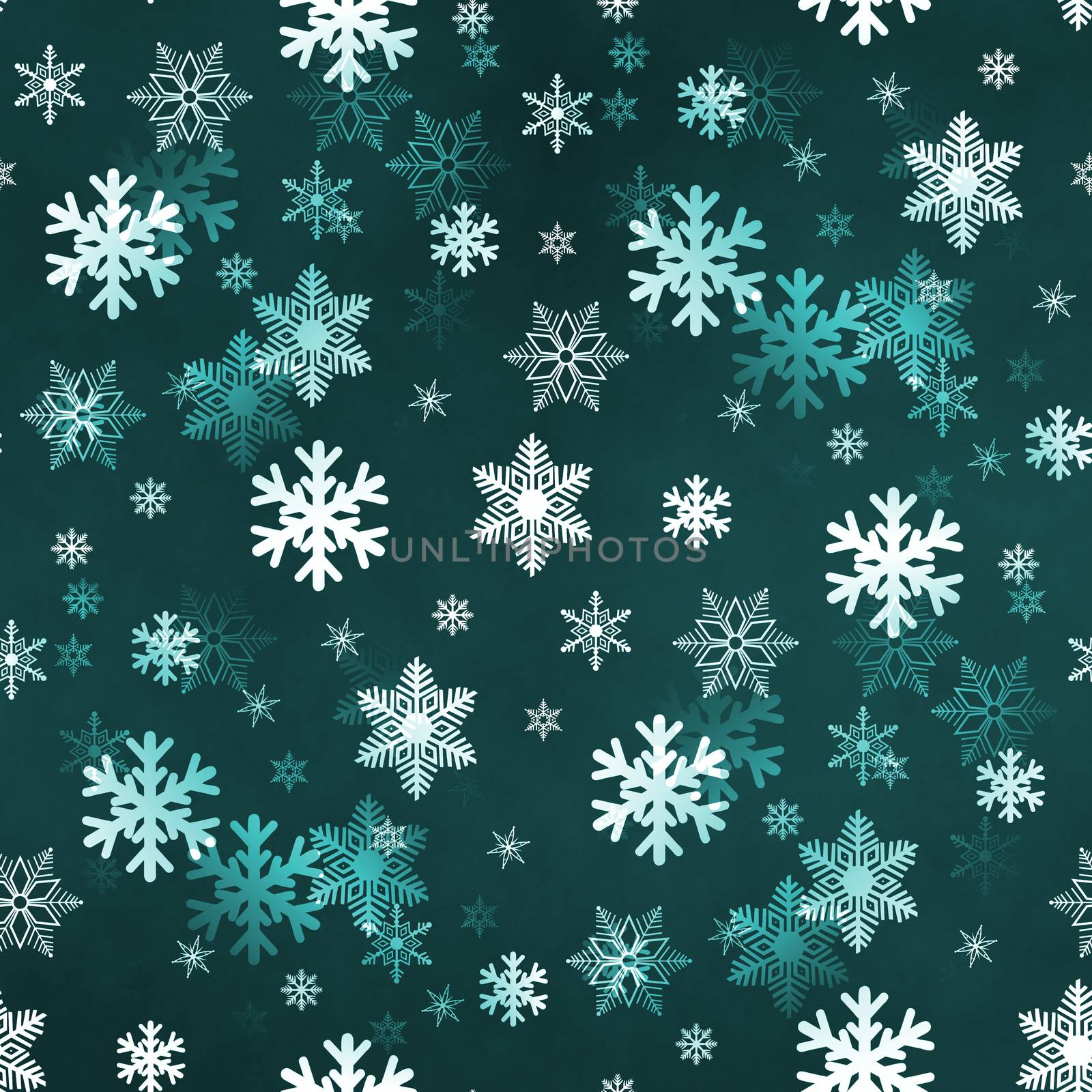 Dark green winter Christmas snowflakes with a seamless pattern as background image.