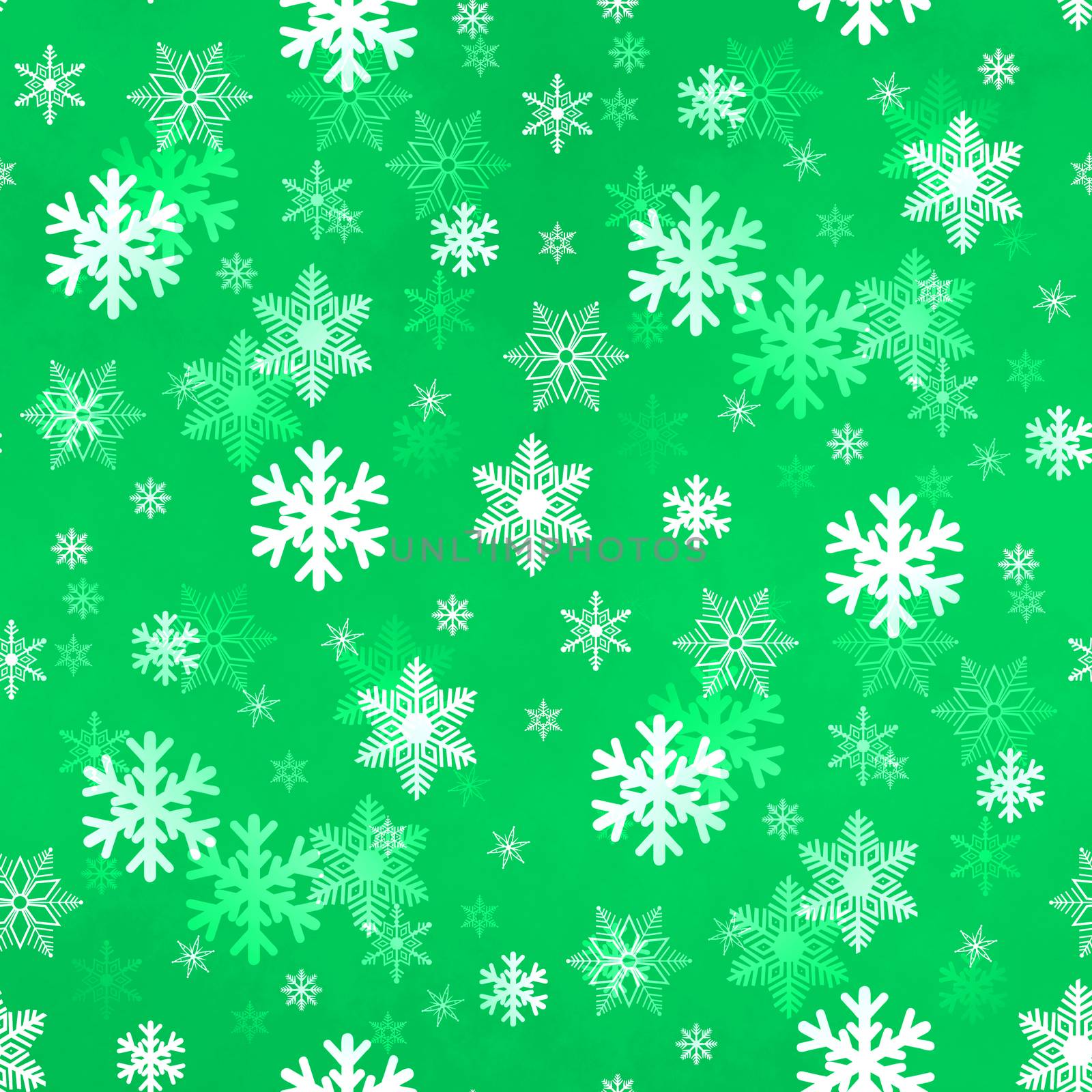 Light Green winter Christmas snowflakes with a seamless pattern as background image.