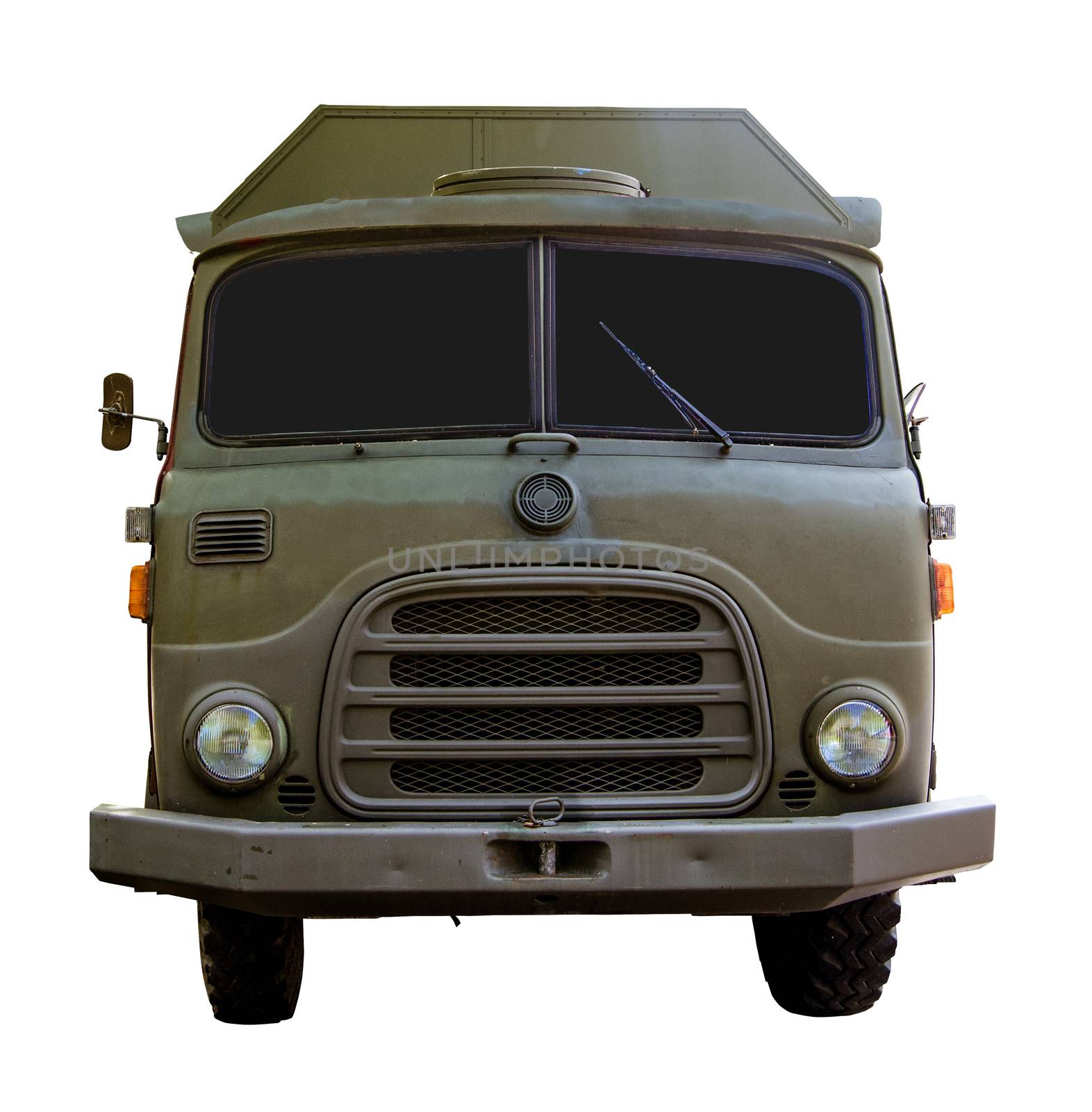 Isolated Vintage War-Time Army Truck WIth Clipping Path