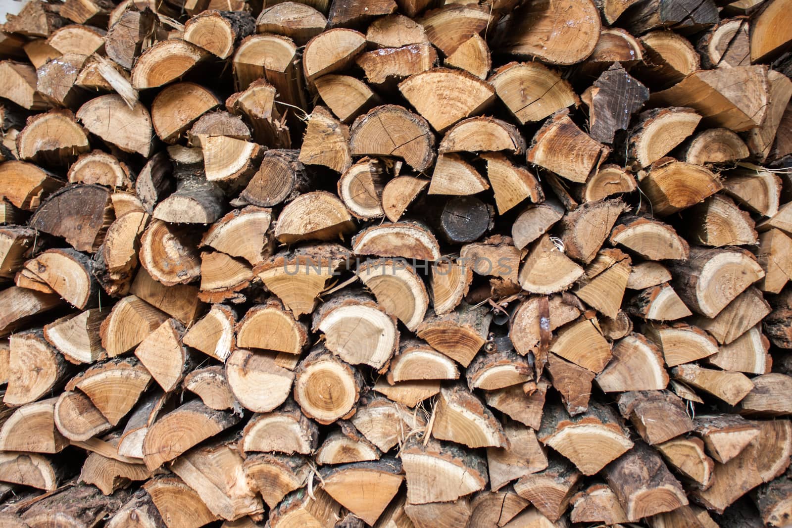 Stack of wood as background.