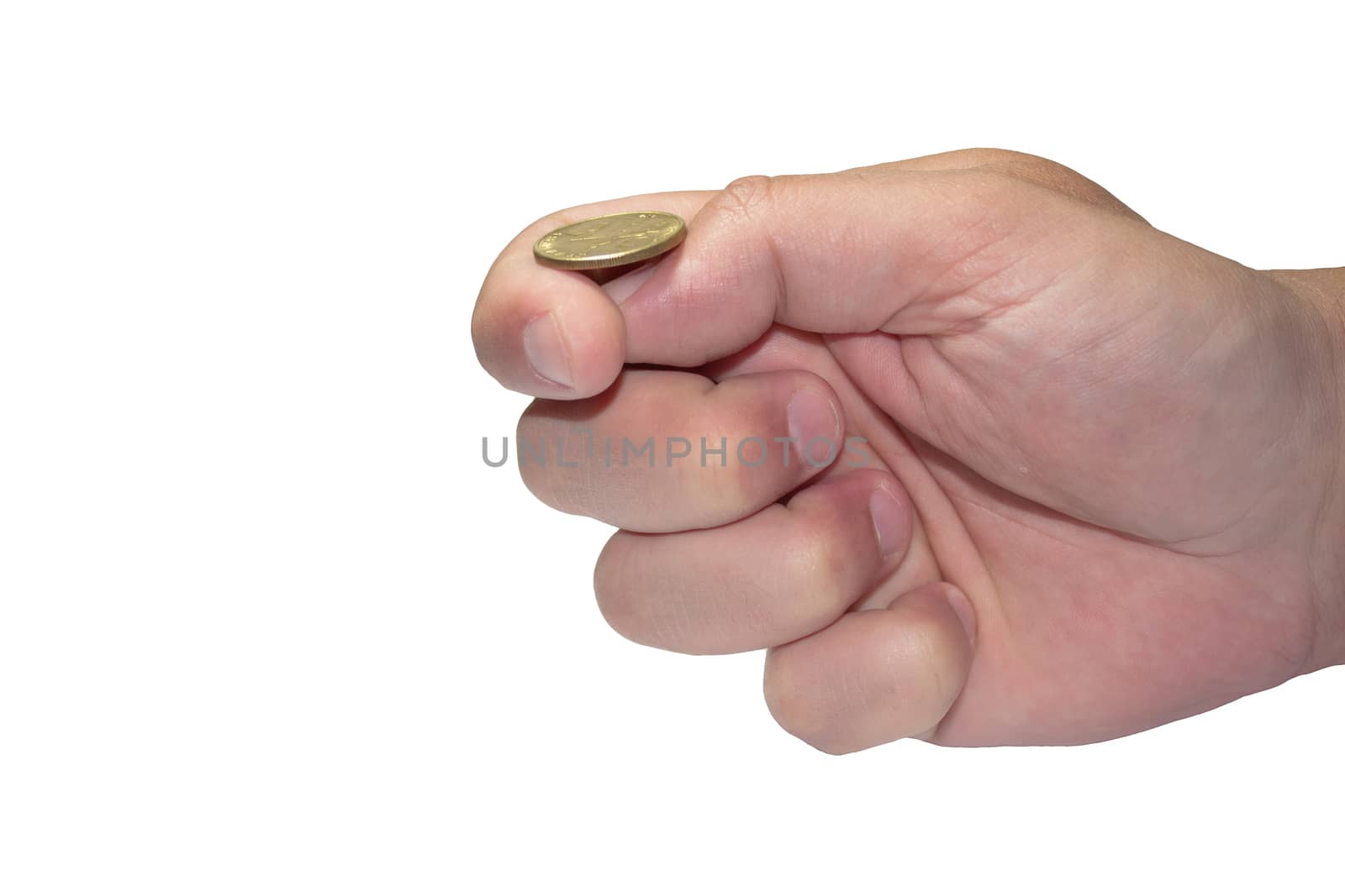 Coin on the thumb finger