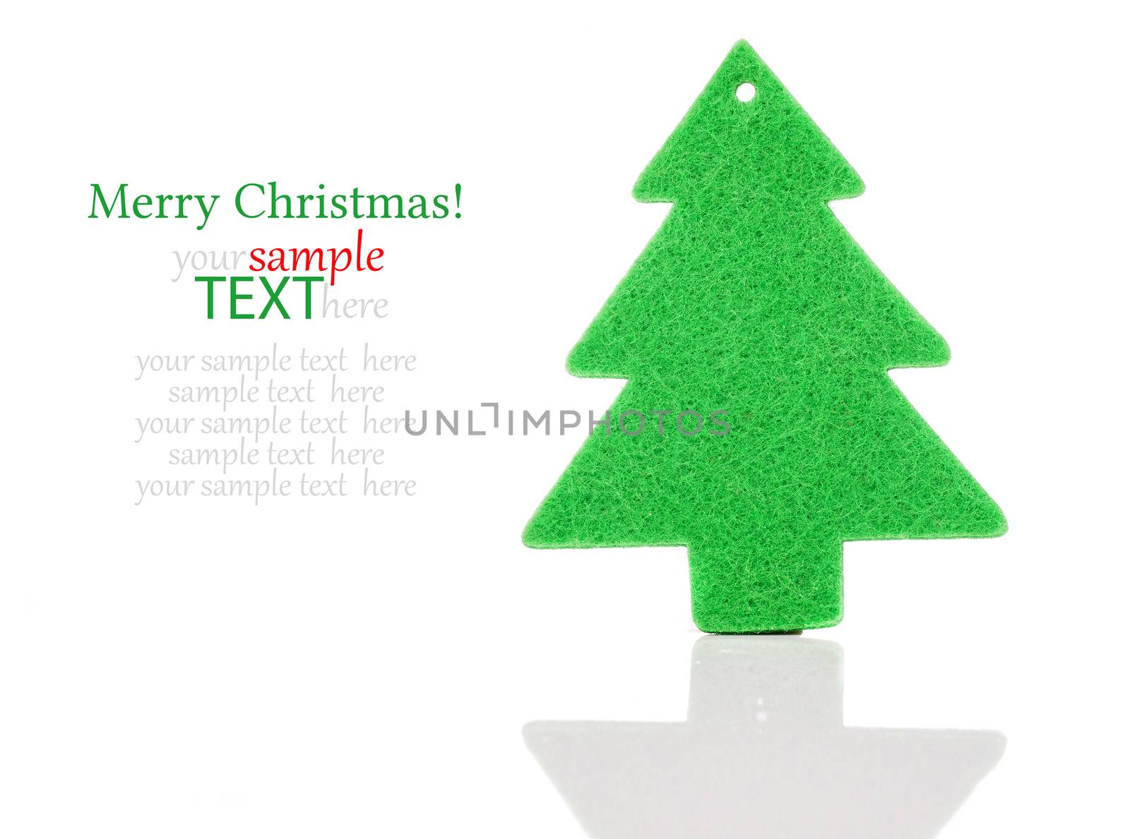 Christmas green tree decorations isolated on white background