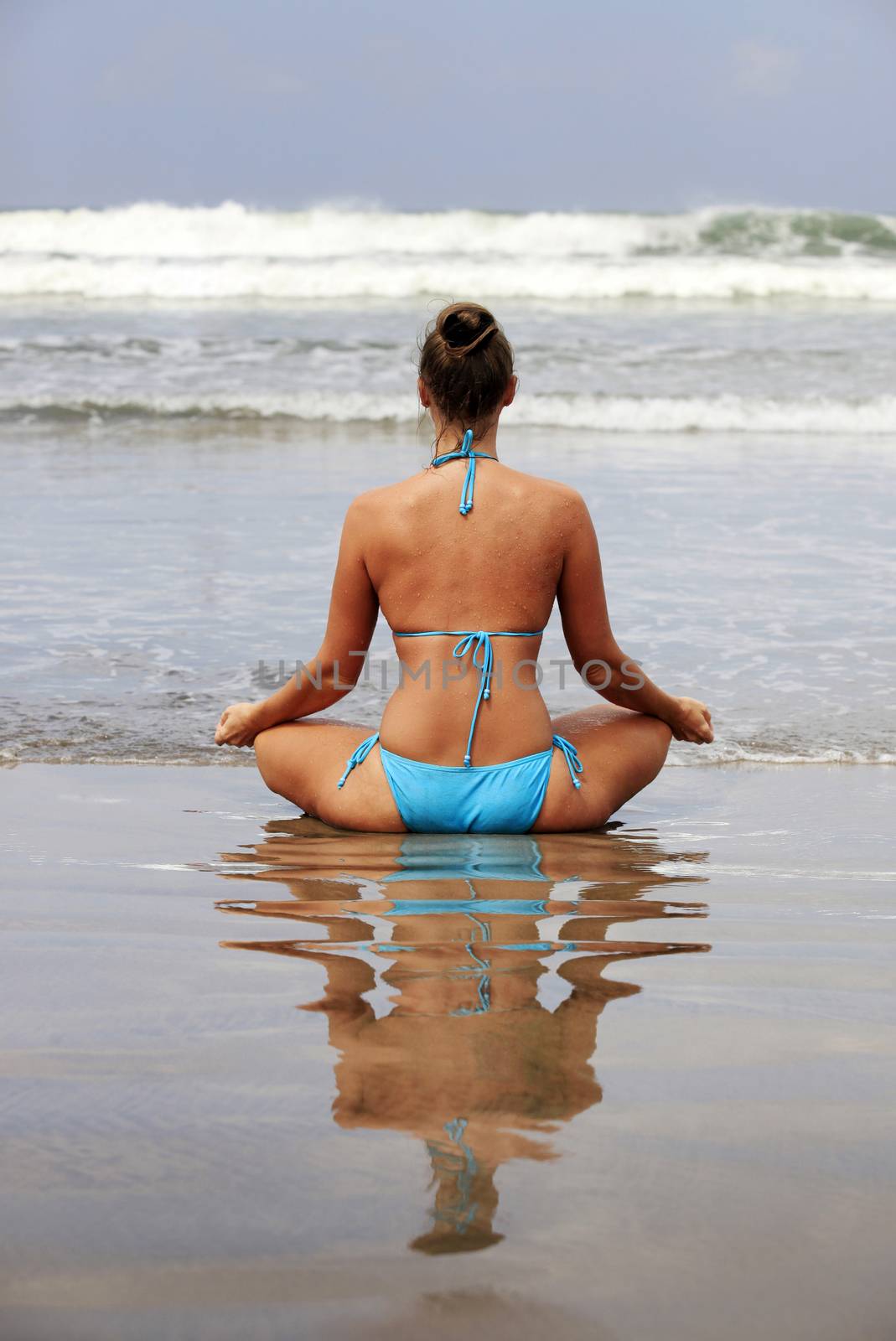 Meditation girl yoga on the beach
