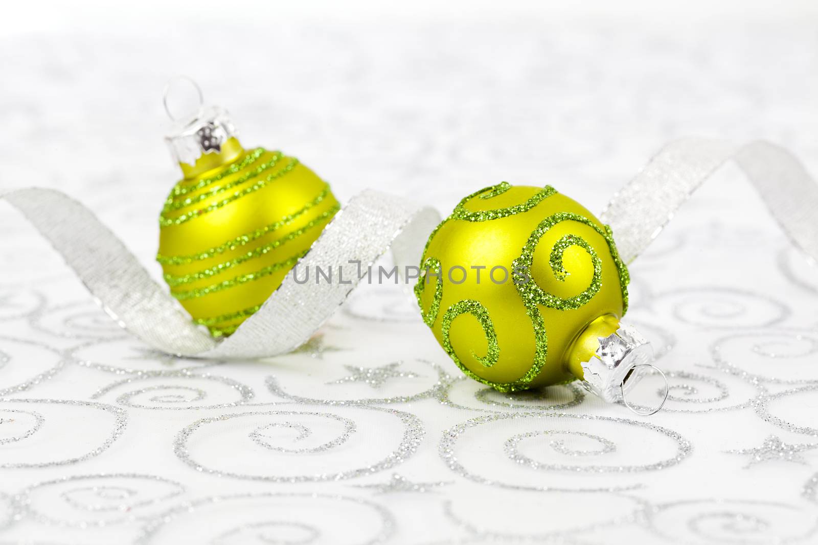 Christmas bauble decoration 
fabric on Xmas background