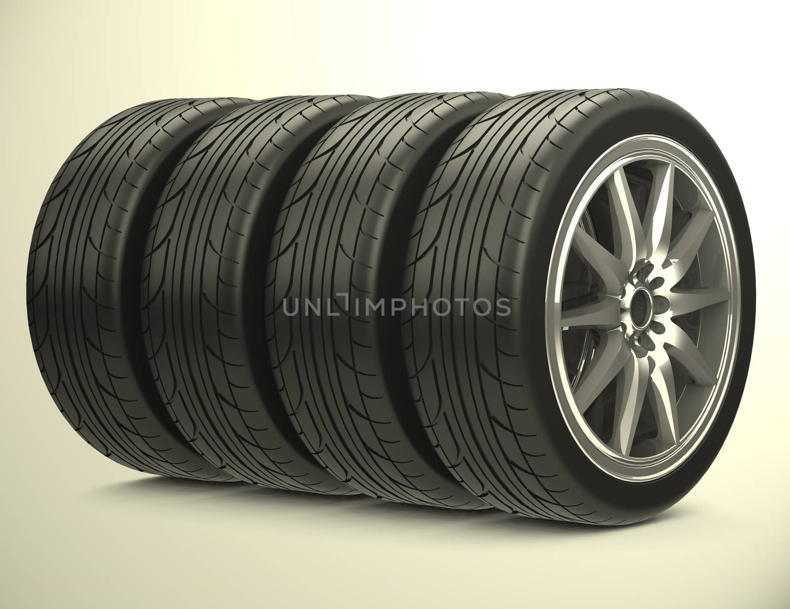 3d generated picture of car tires
