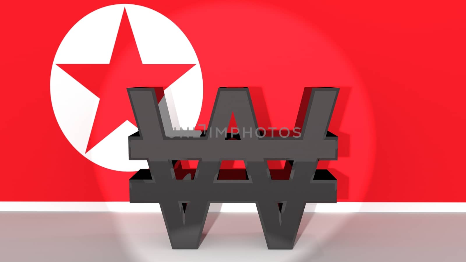 North Korean Won Symbol in Spotlight by MarkDw