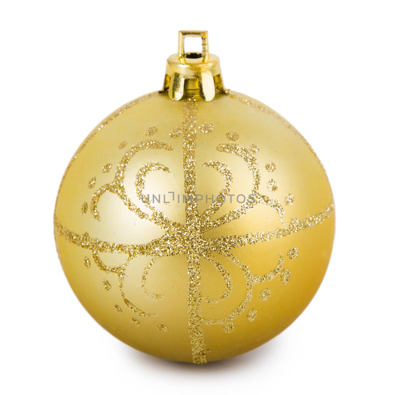 Gold Christmas ball isolated on a white background