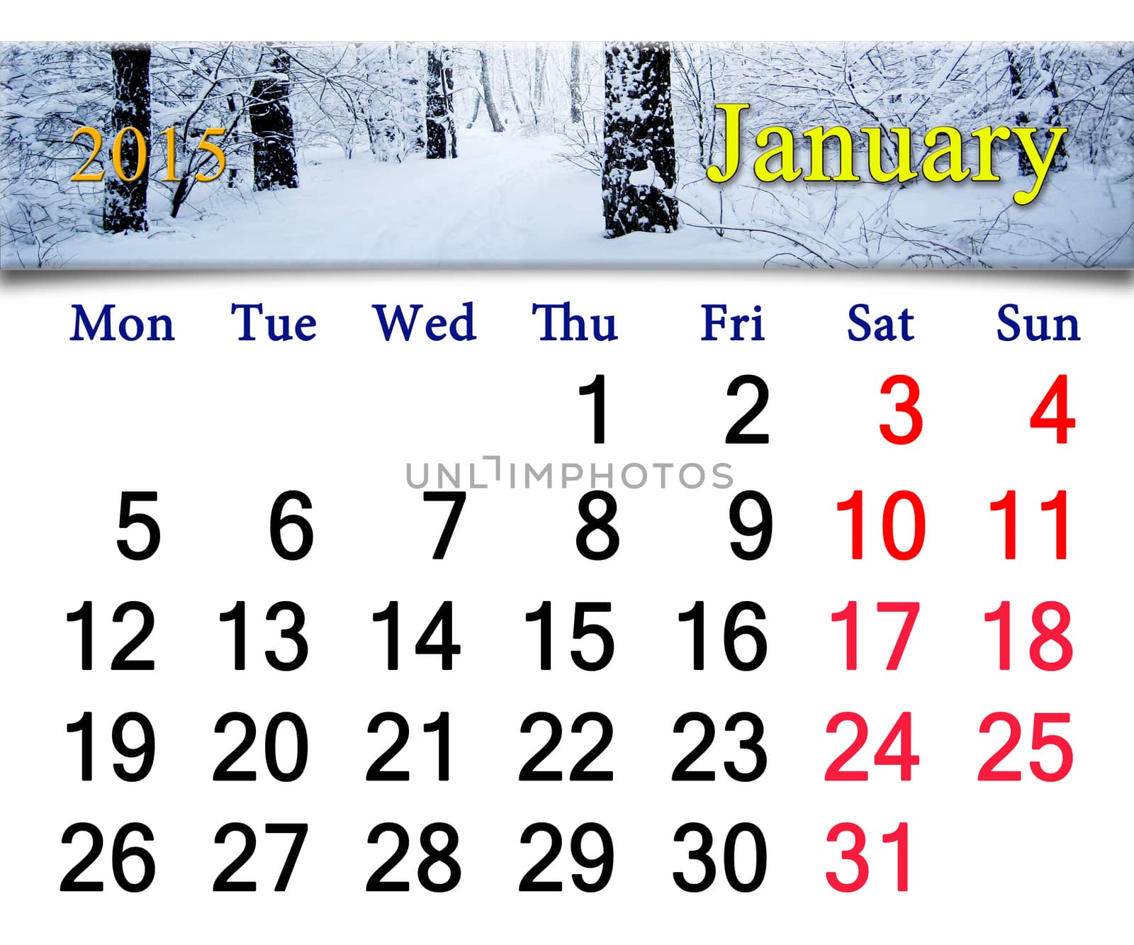calendar for the January of 2015 year by alexmak