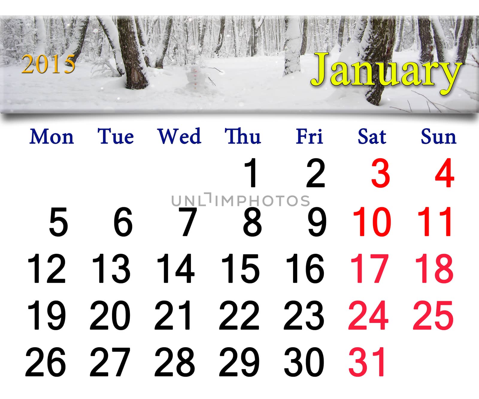 calendar for the January of 2015 year by alexmak