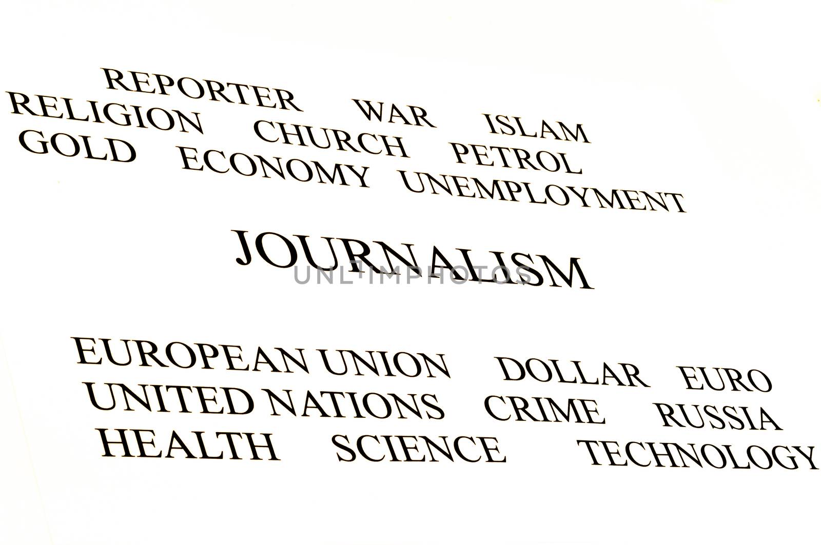 journalist conceptual banner in white background white and black