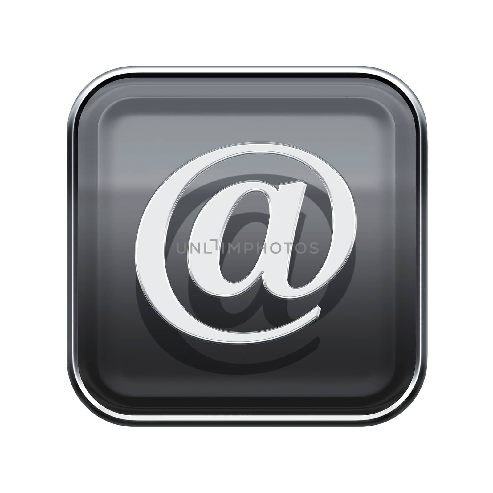 Email symbol icon glossy grey, isolated on white background
