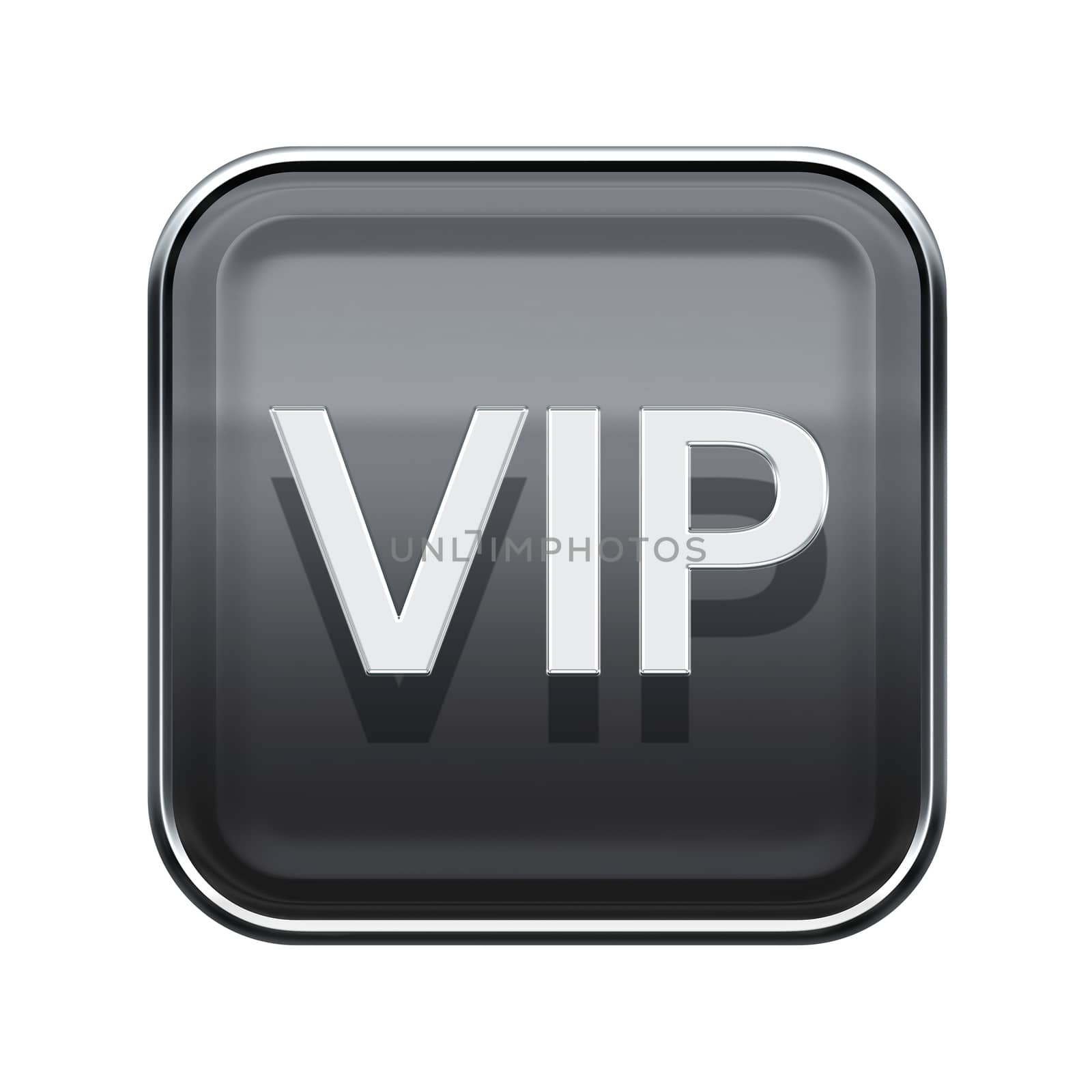VIP icon glossy grey, isolated on white background by zeffss