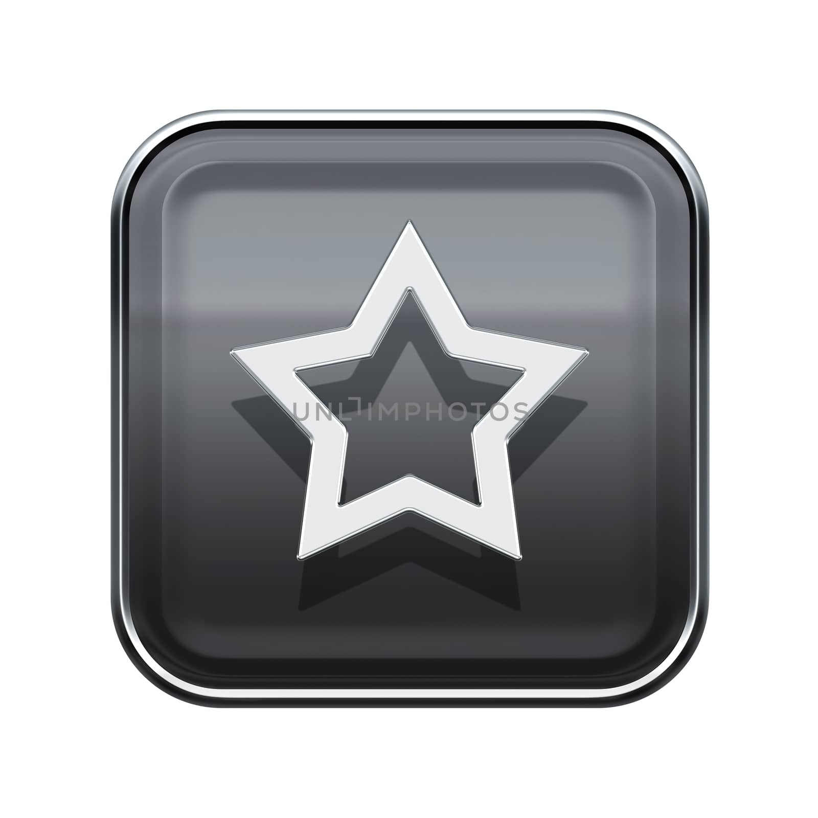 Star icon glossy grey, isolated on white background