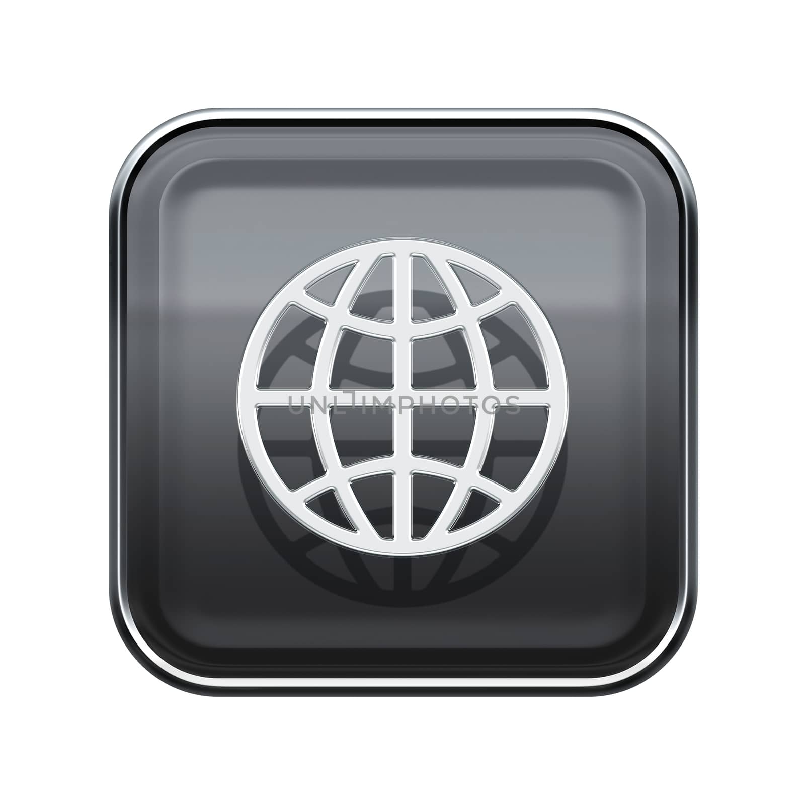 Globe icon glossy grey, isolated on white background by zeffss