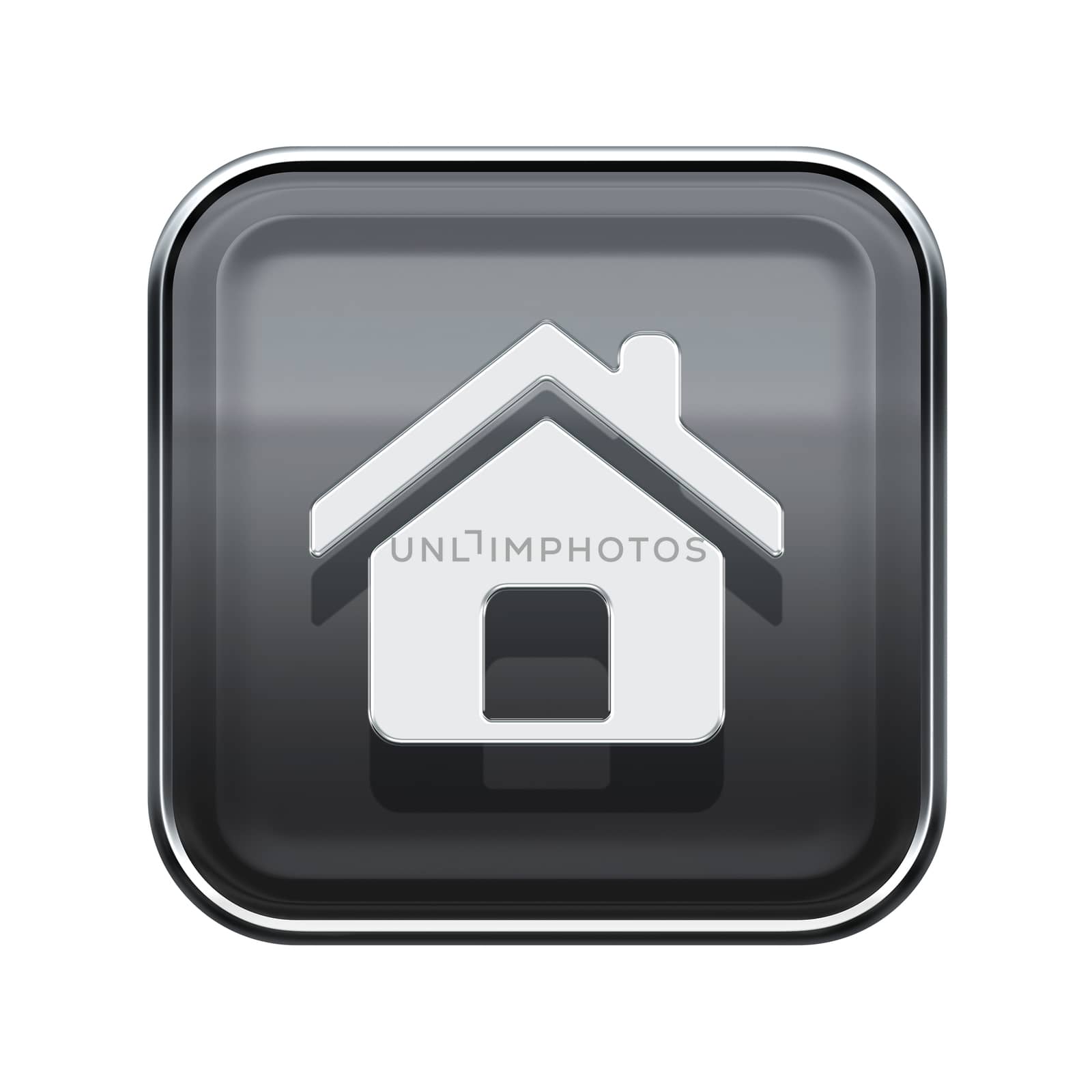 House icon glossy grey, isolated on white background