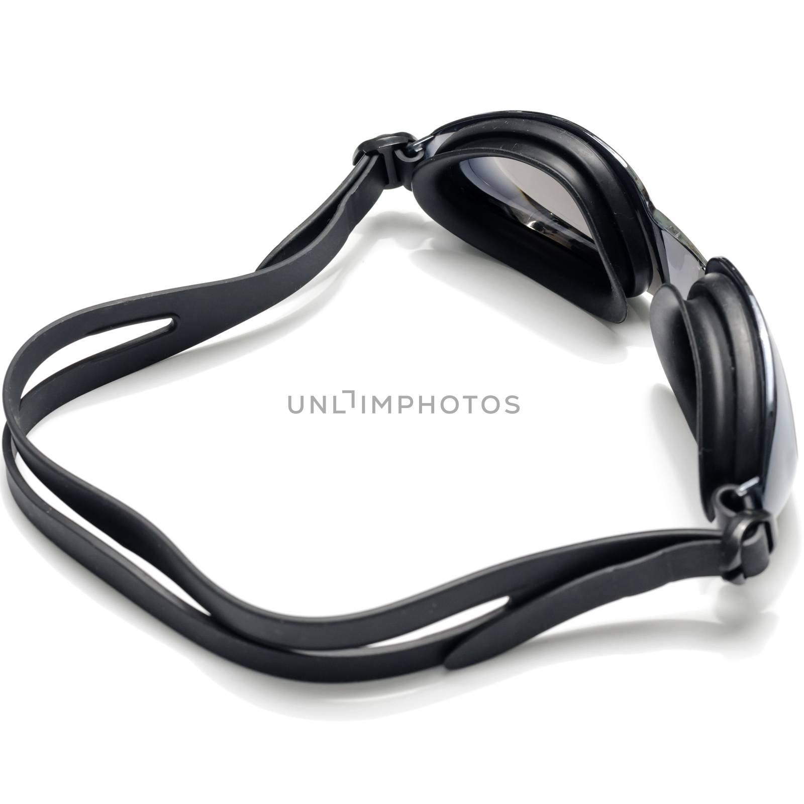 swimming goggles on white background