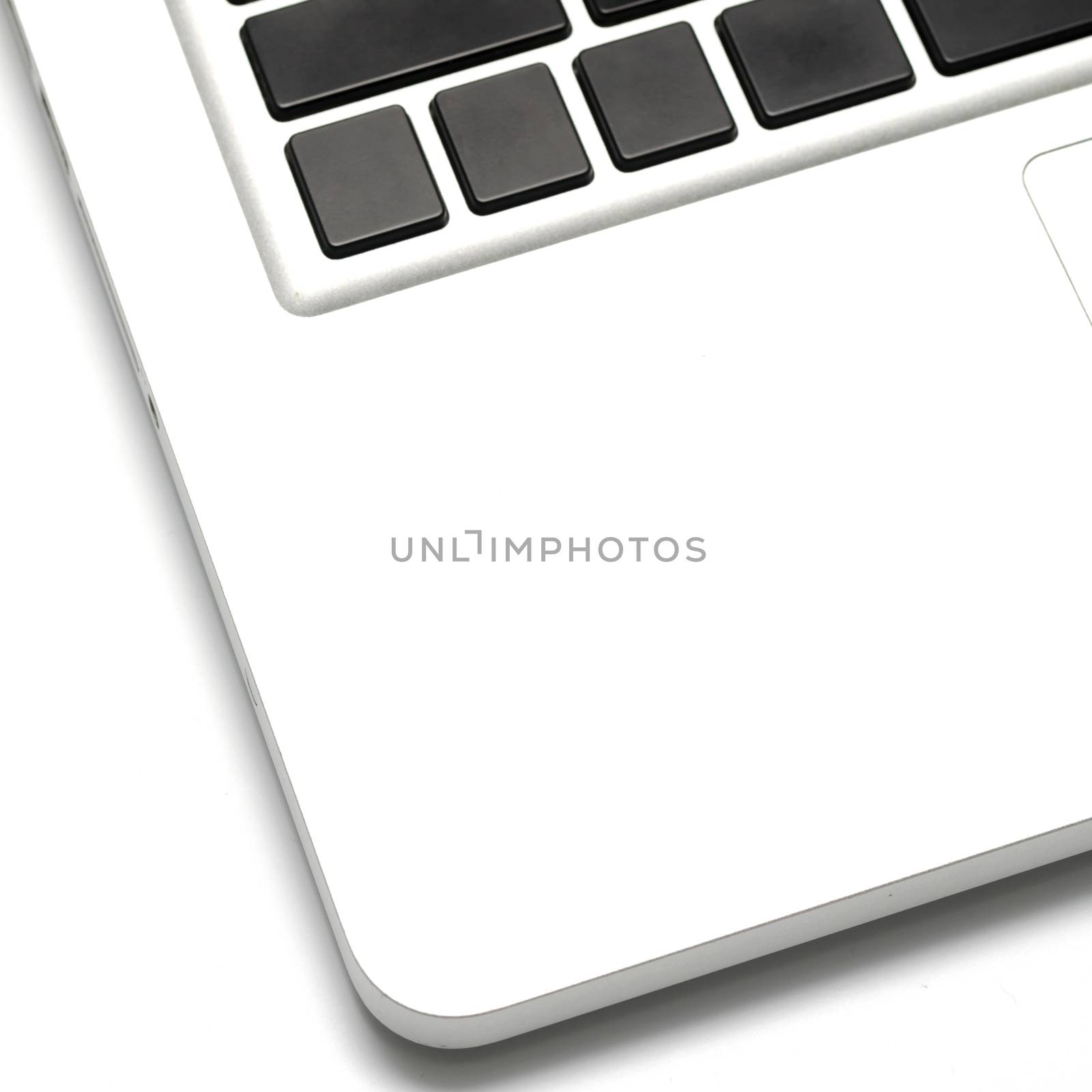 closeup laptop keyboard on white background