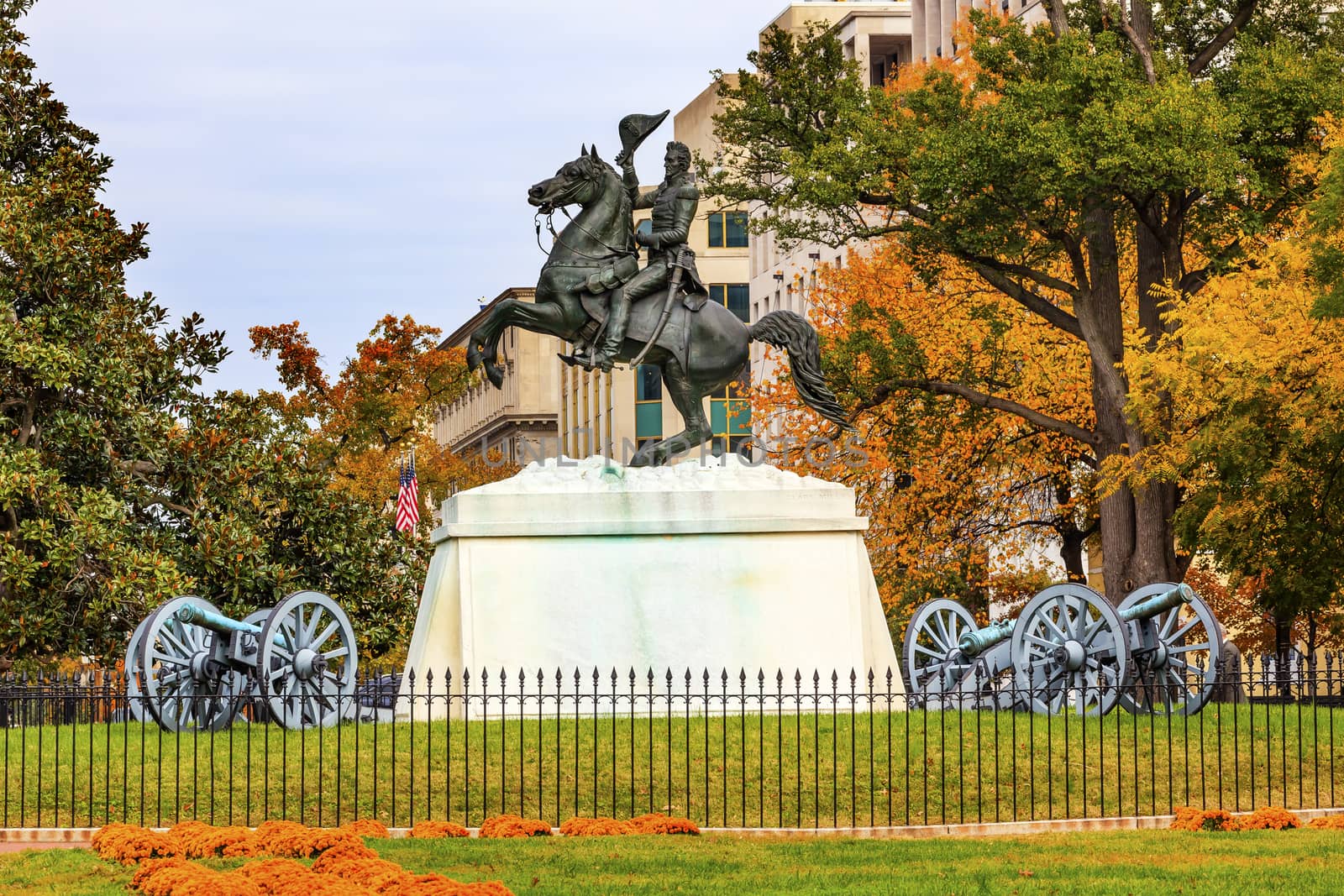 Jackson Statue Canons Lafayette Park Autumn Pennsylvania Ave Washington DC by bill_perry