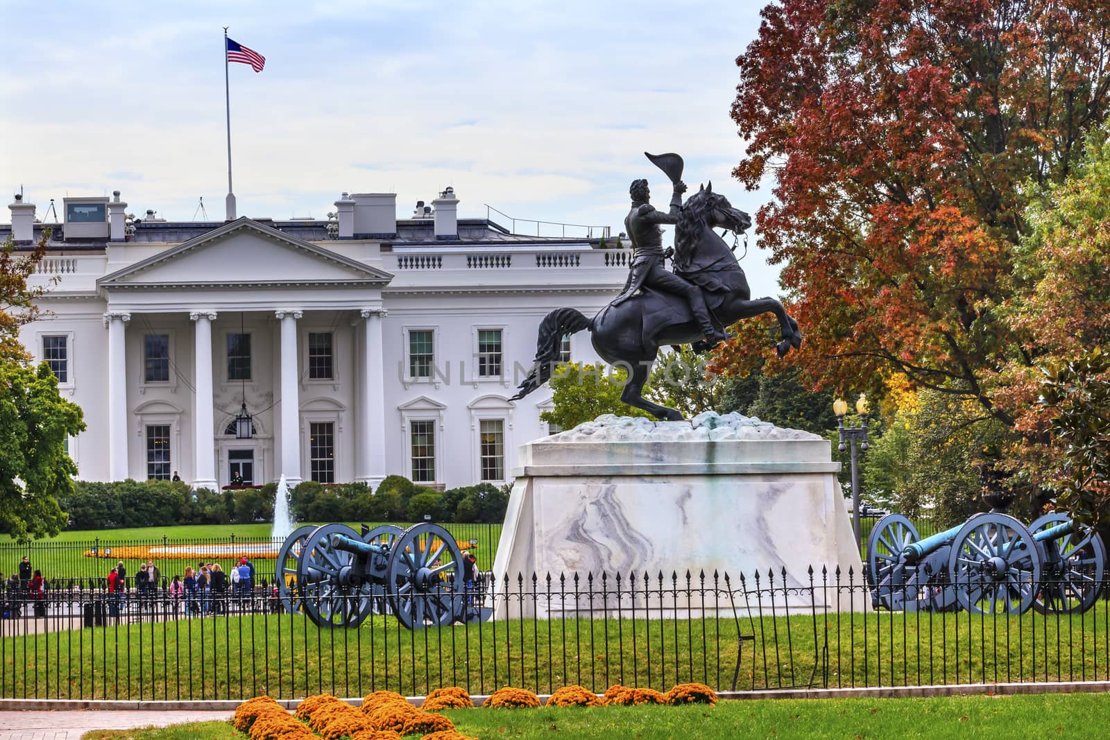 Andrew Jackson Statue Canons President's Park Lafayette Square White House Autumn Washington DC 1850 Clark Mills Sculptor