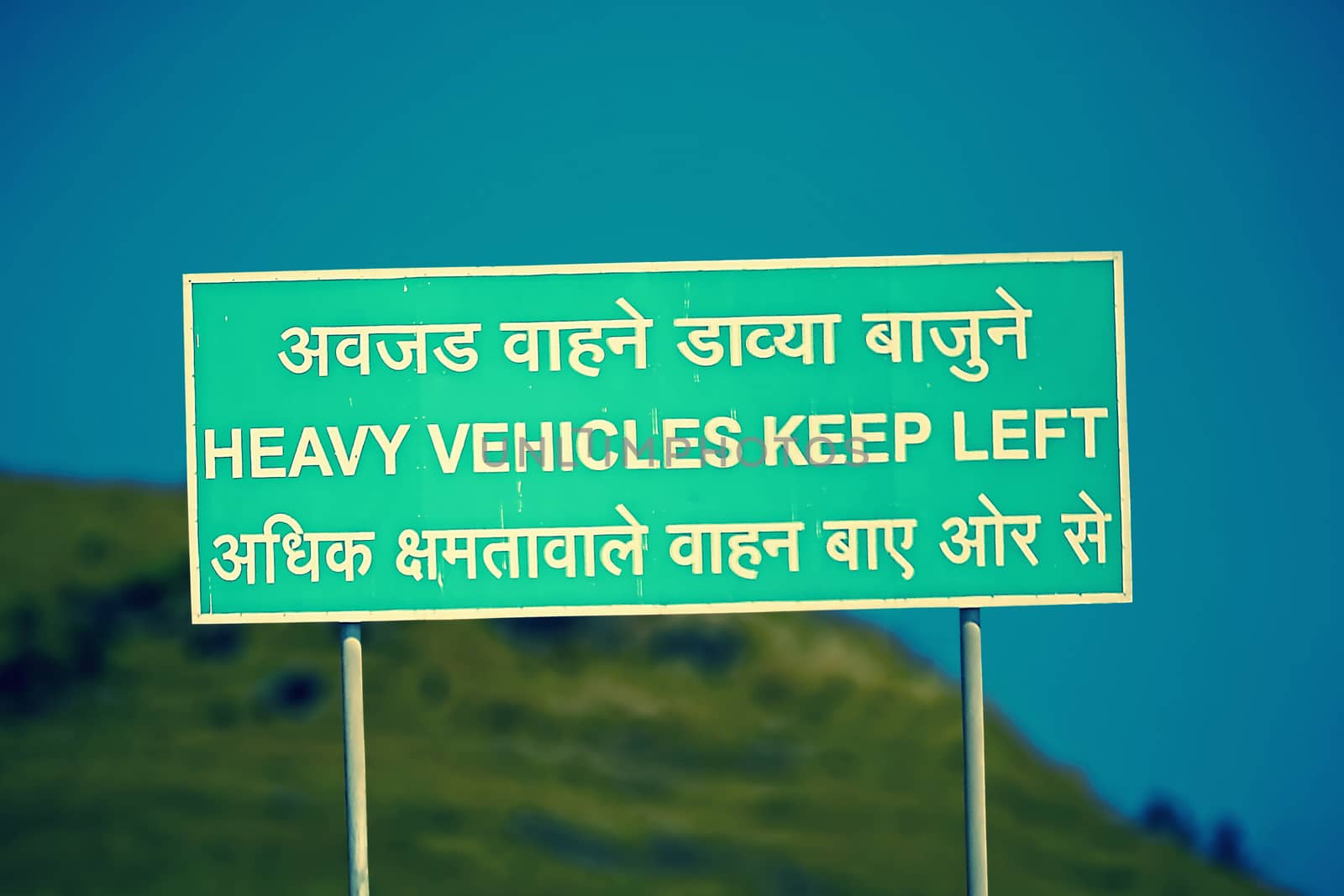 heavy vehicle kept left, road signs