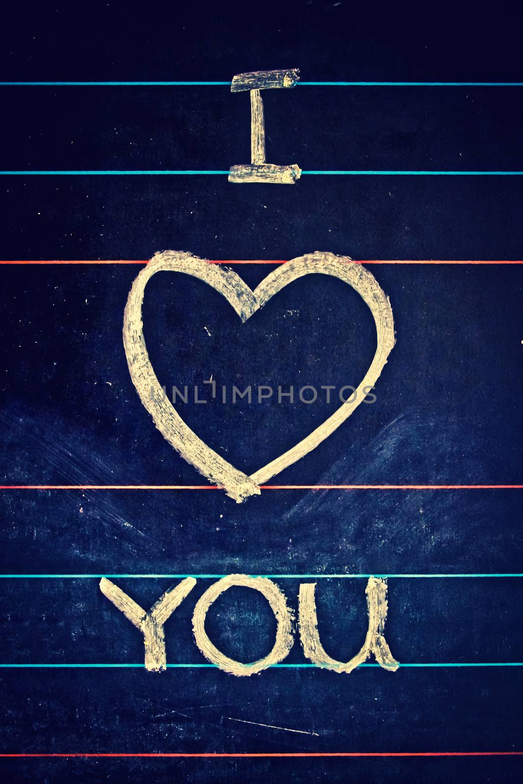 I Love You. Handwritten message on a chalkboard by yands