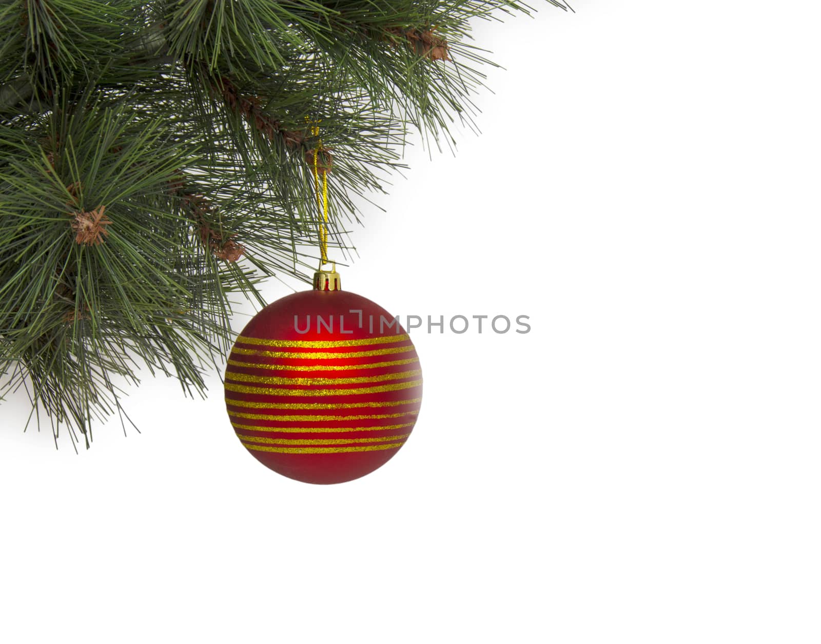 Christmas concept with baubles on white