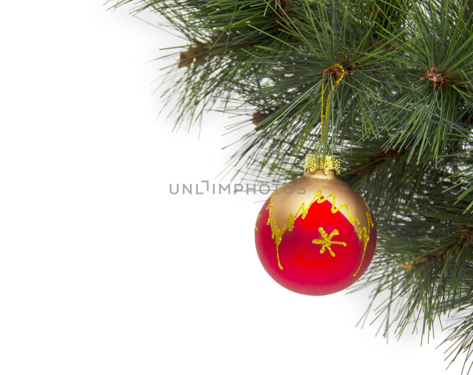 Christmas concept with baubles on white by cocoo