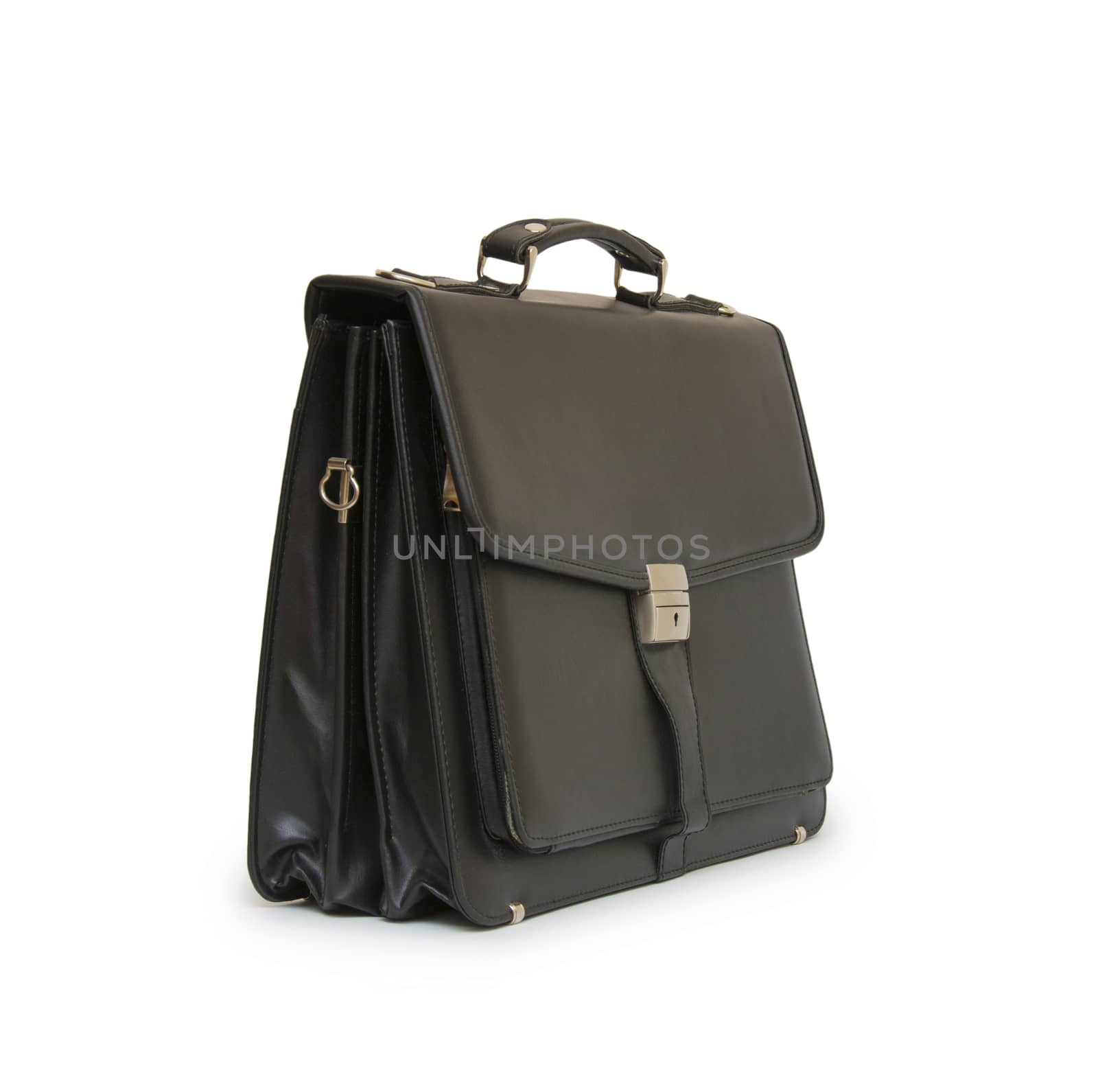 Business leather briefcase isolated