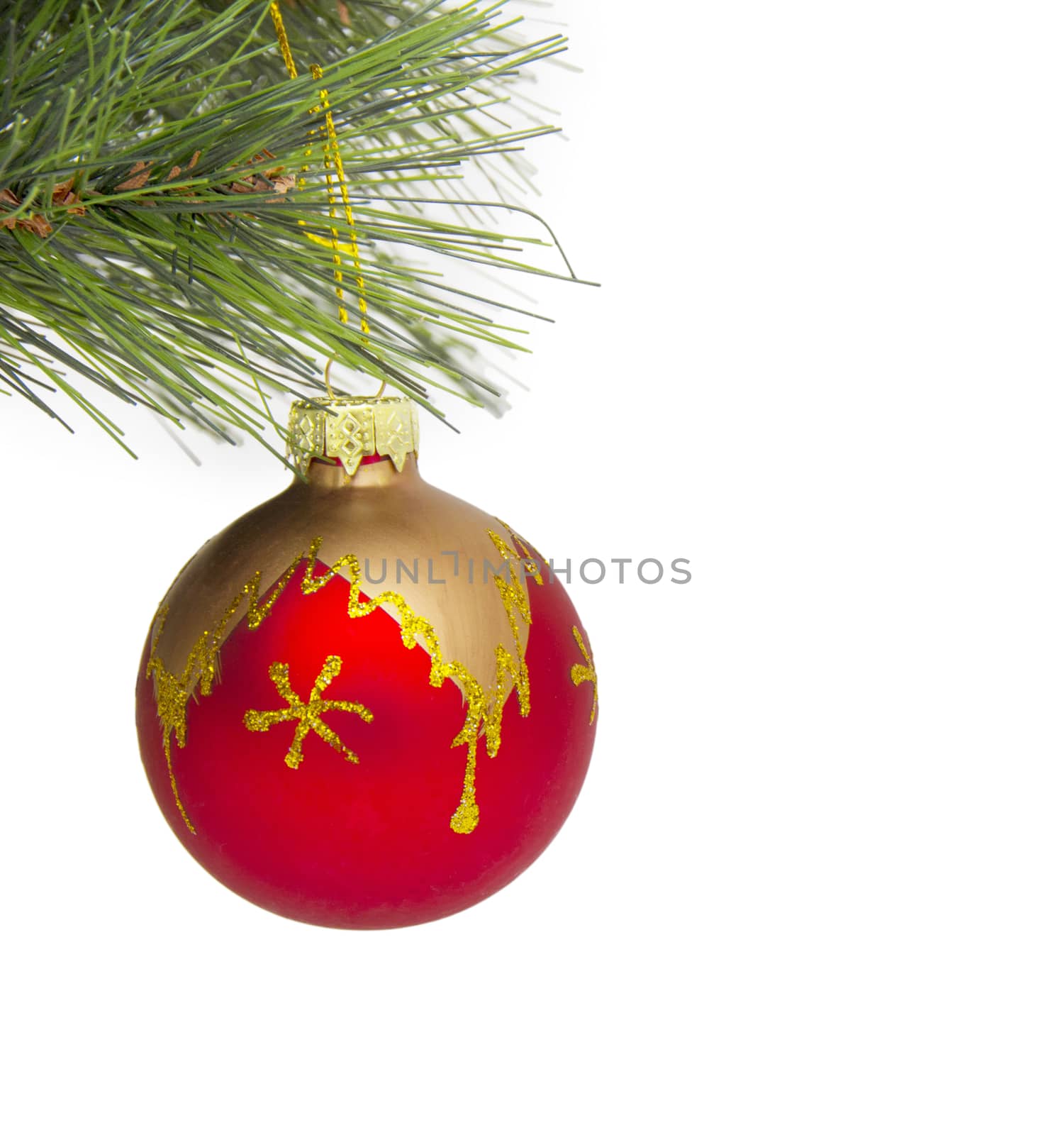 Christmas concept with baubles on white by cocoo