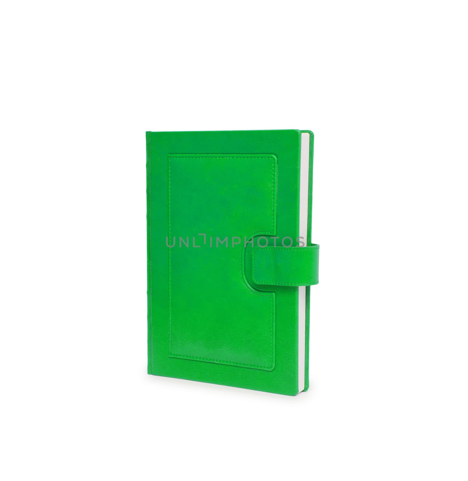 Thick green book isolated on white background by cocoo