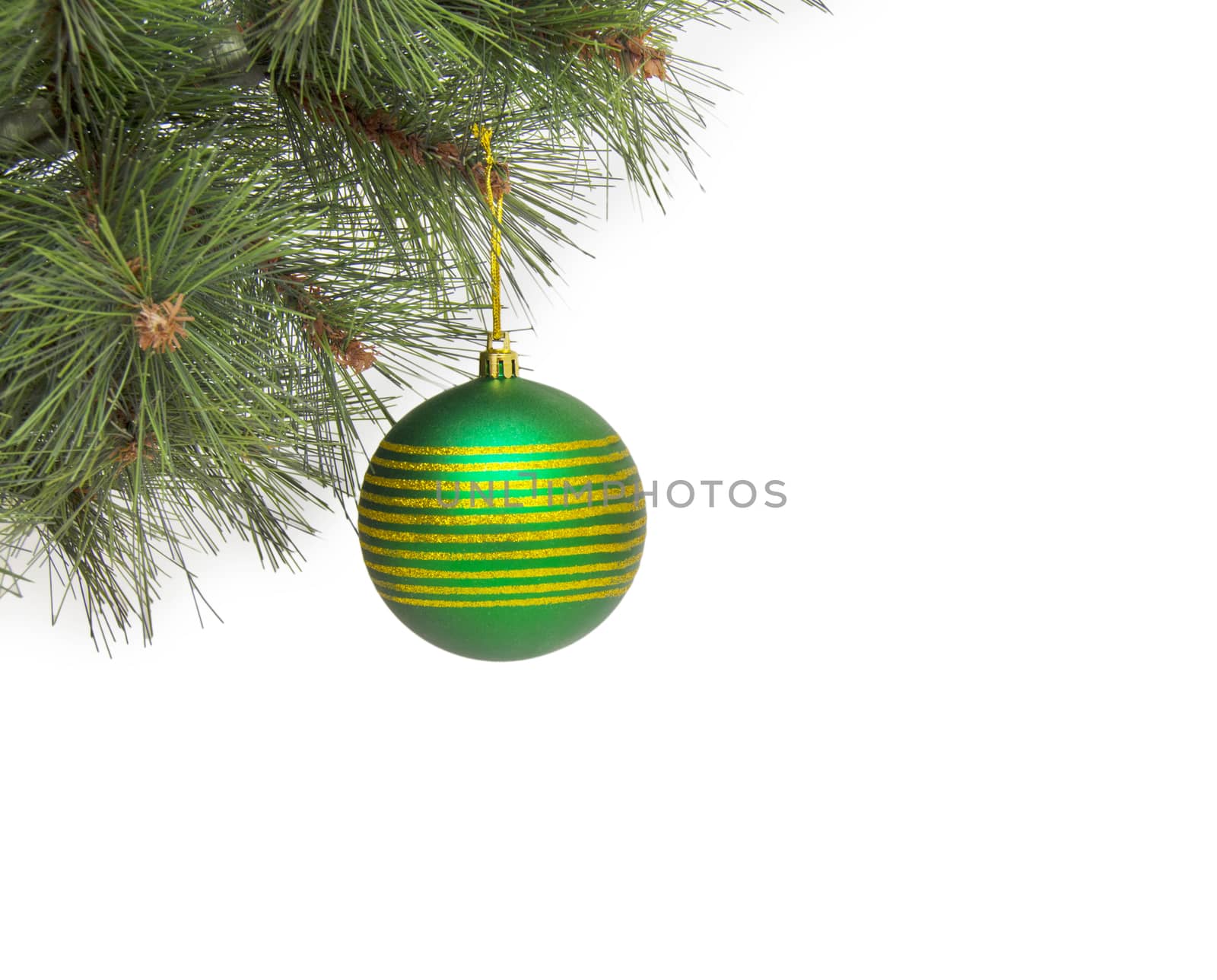 Christmas concept with baubles on white