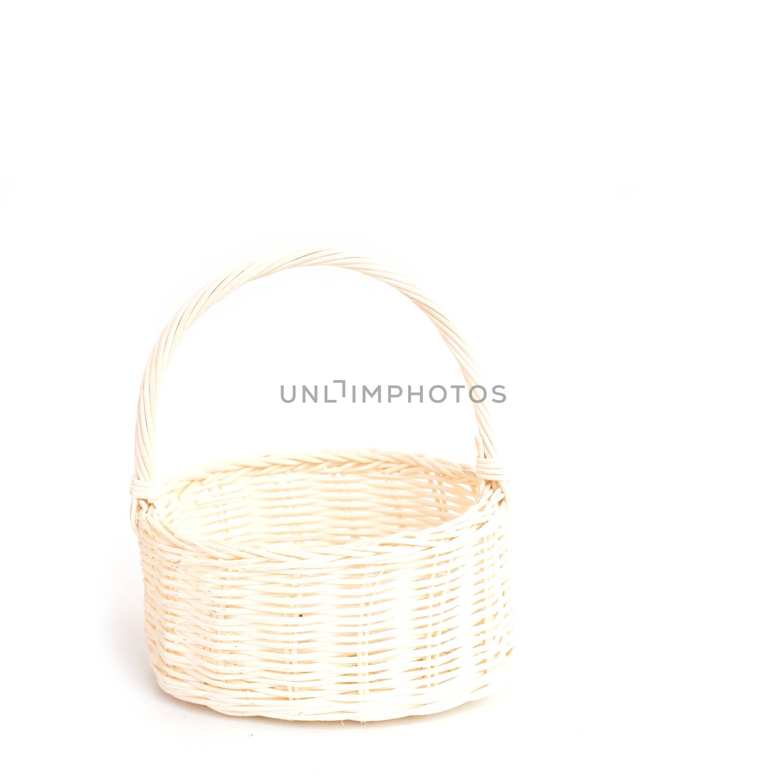 Wooden Basket handmade isolated on white background