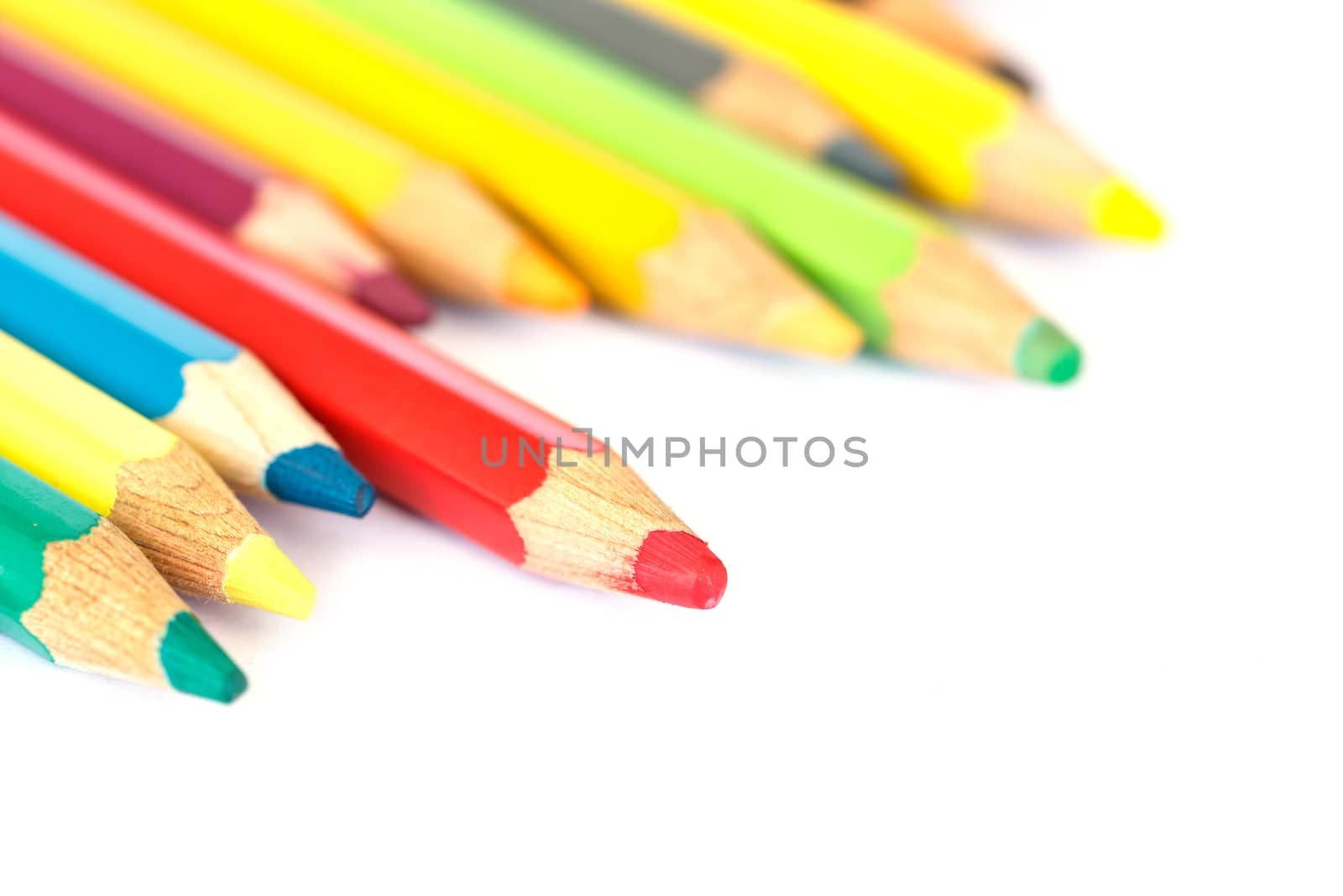 Close up color pencil isolated on white background by nanDphanuwat