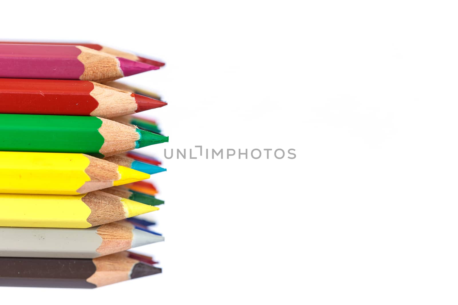 Close up color pencil isolated on white background by nanDphanuwat