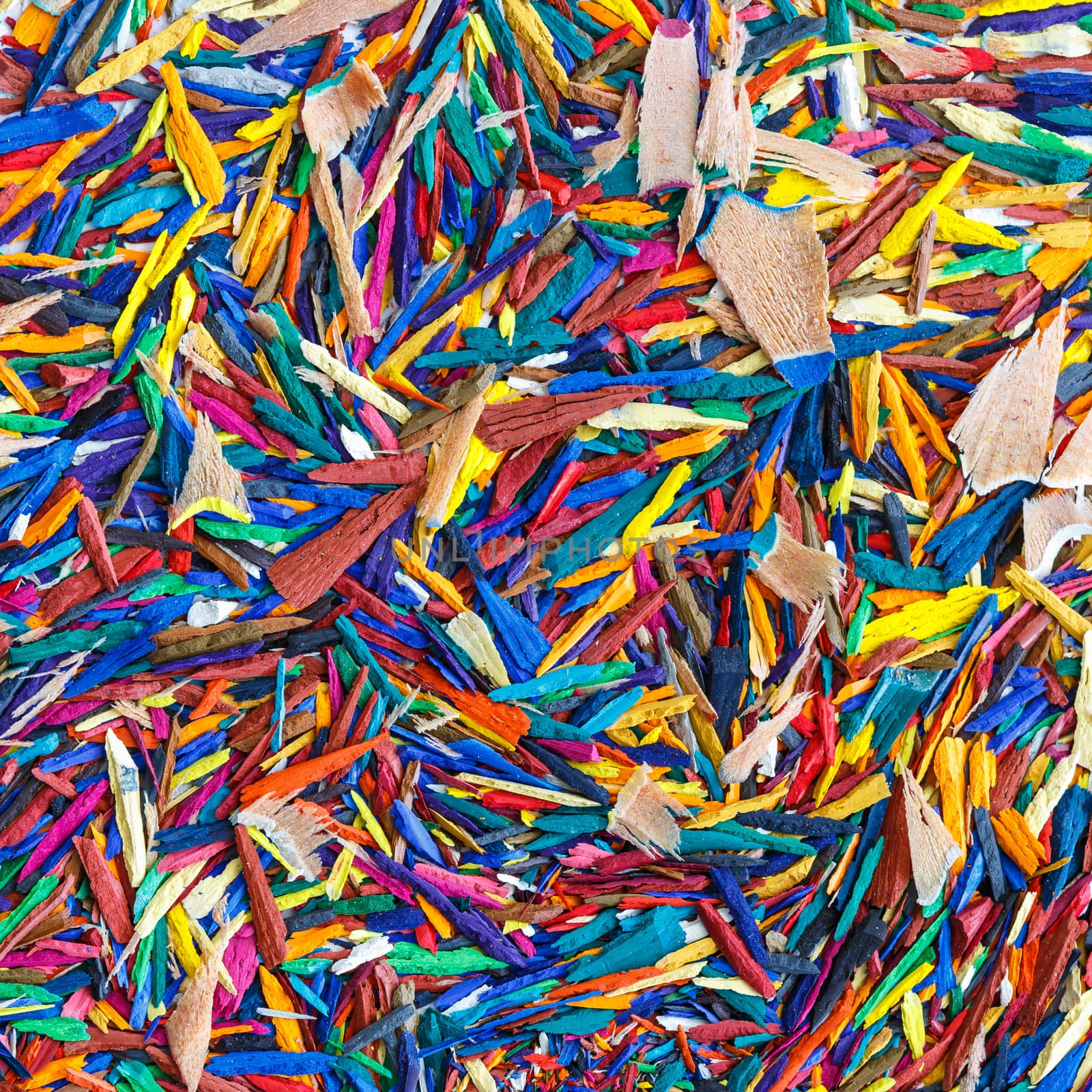 Close up colorful pencil shavings for background by nanDphanuwat