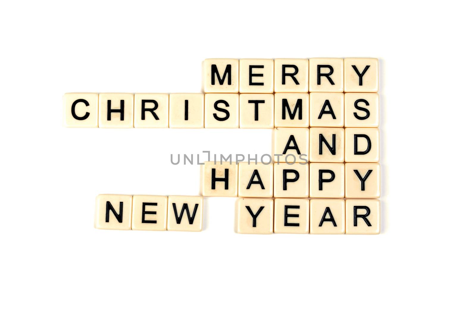Merry Christmas and Happy New Year on white background