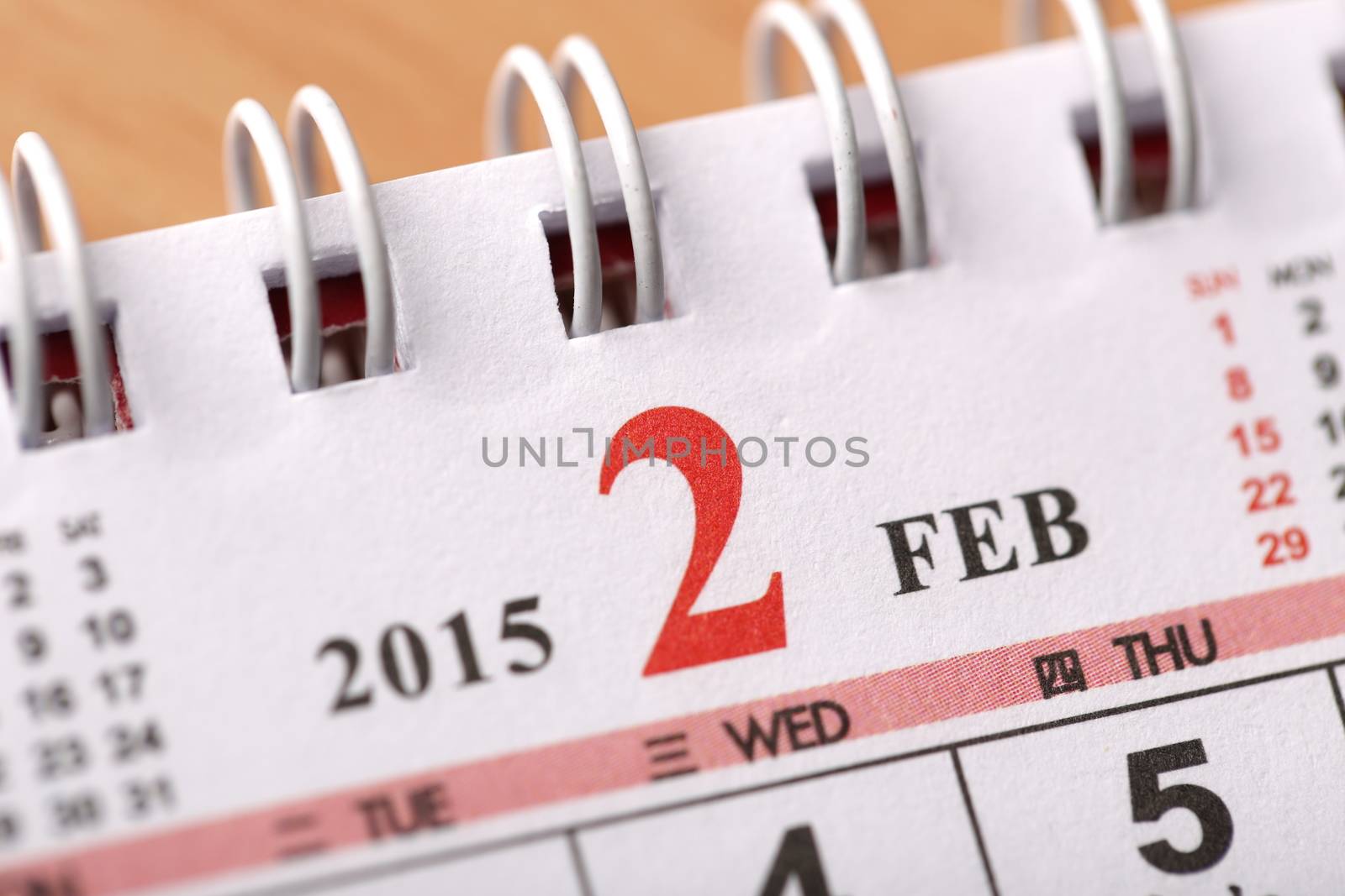 Macro Chinese Calendar 2015 - February with Chinese number word