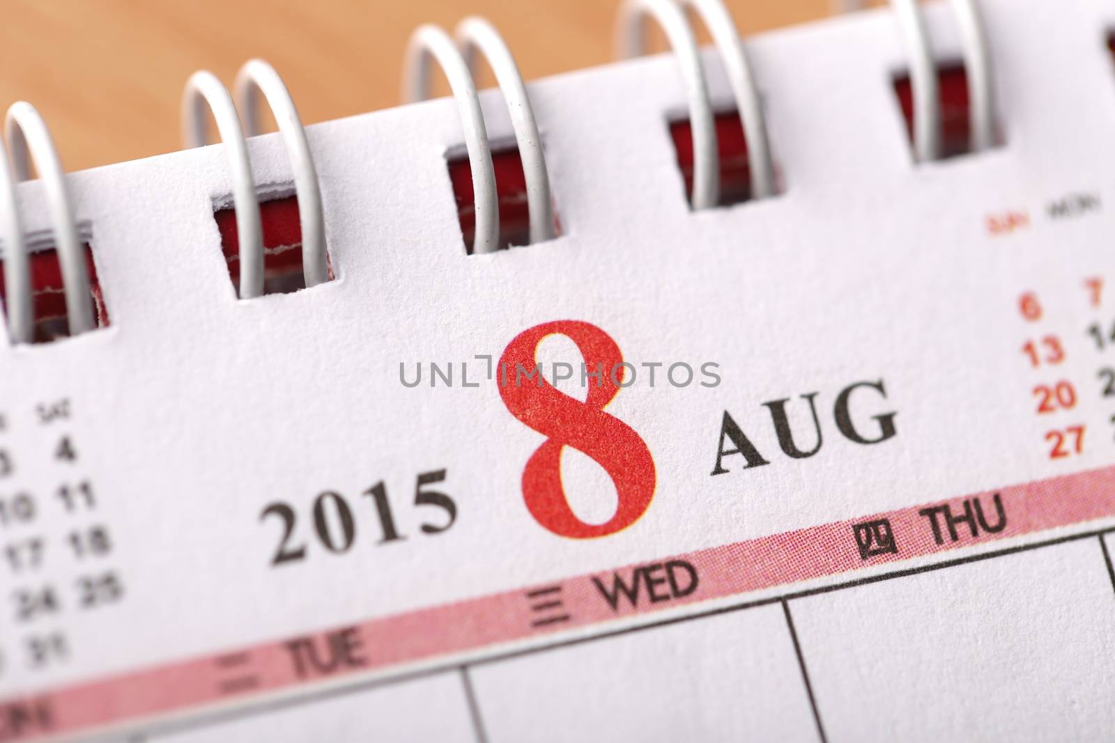 Macro Chinese Calendar 2015 - August with Chinese number word