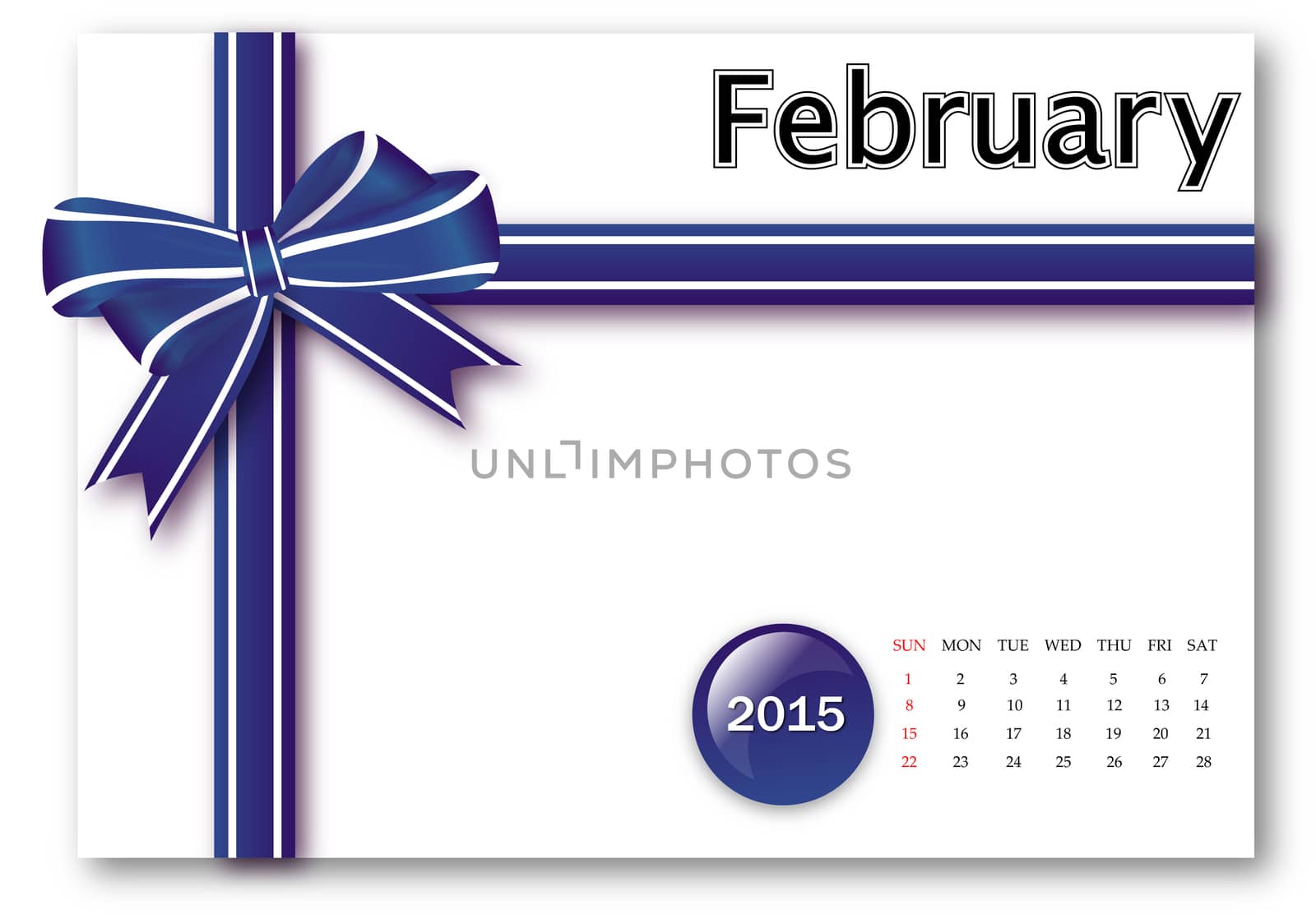 February 2015 - Calendar series with gift ribbon design