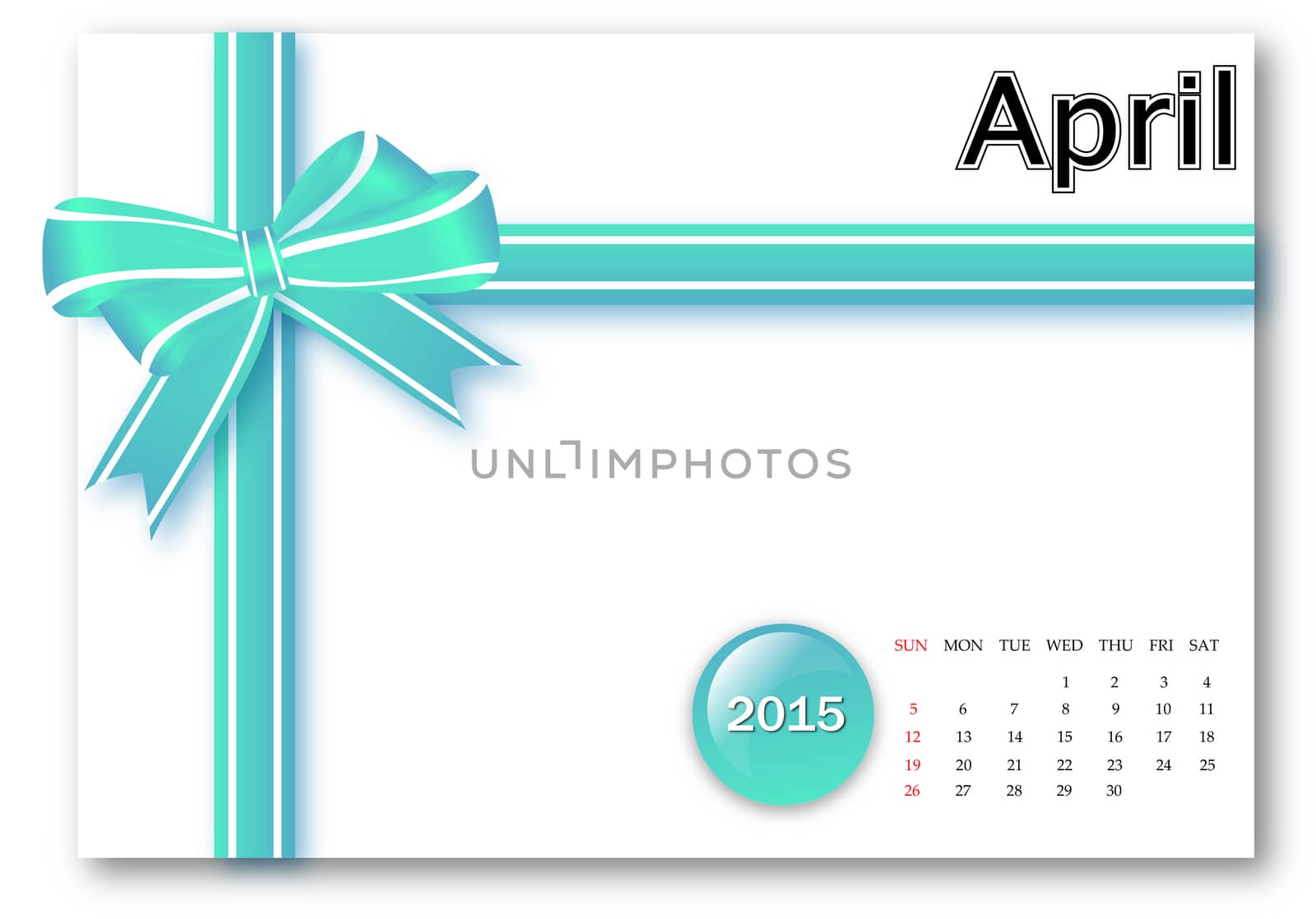 April 2015 - Calendar series with gift ribbon design
