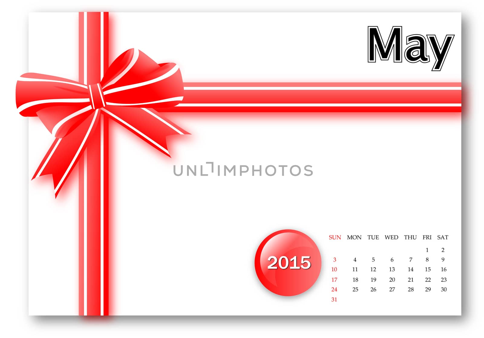 May 2015 - Calendar series with gift ribbon design