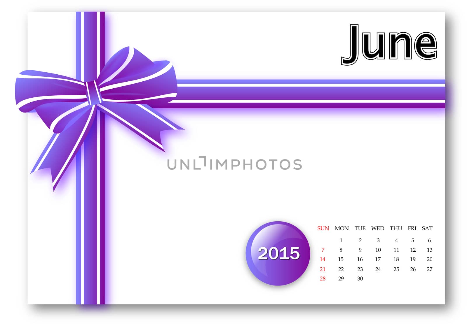 June 2015 - Calendar series with gift ribbon design