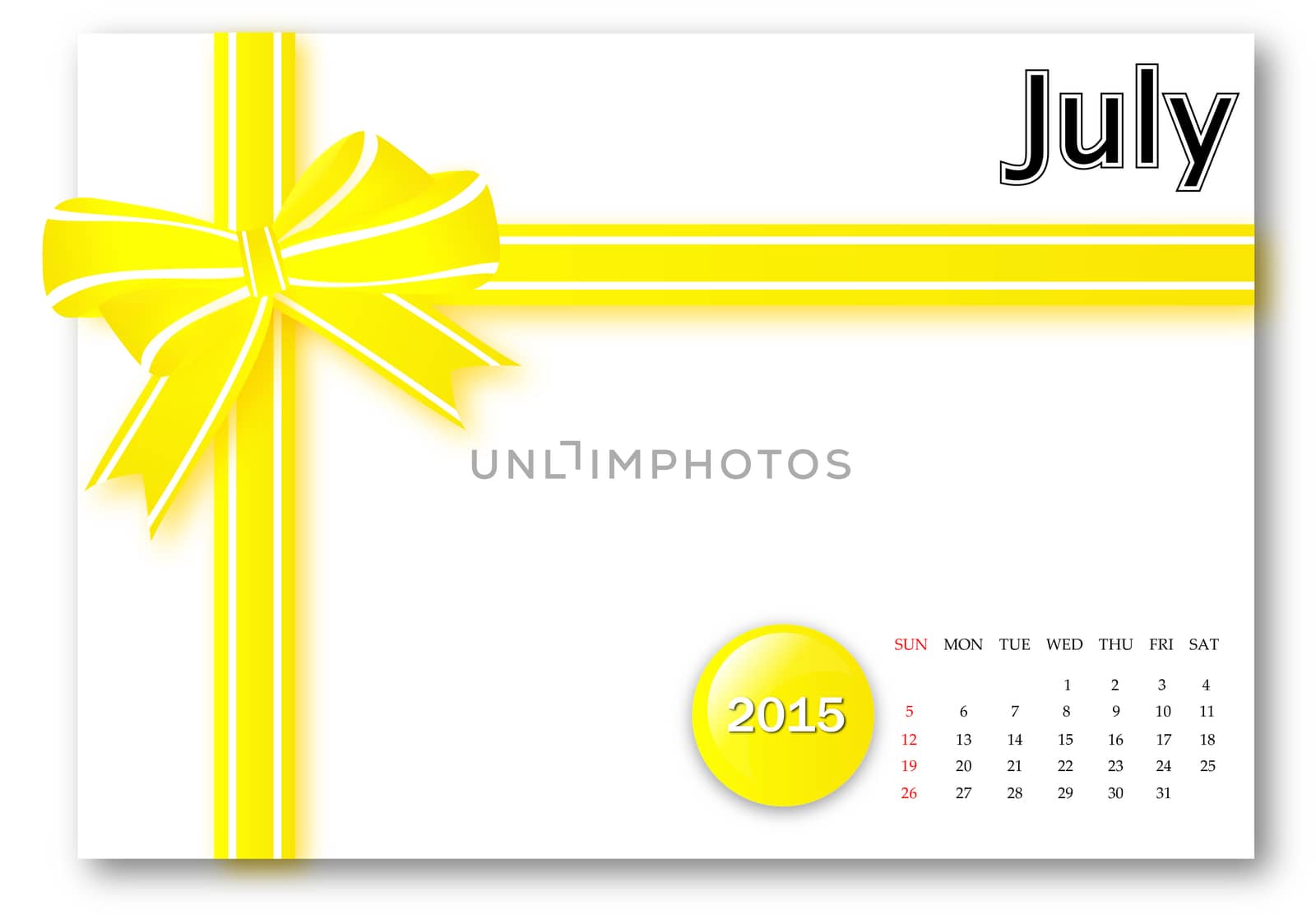 July 2015 - Calendar series with gift ribbon design