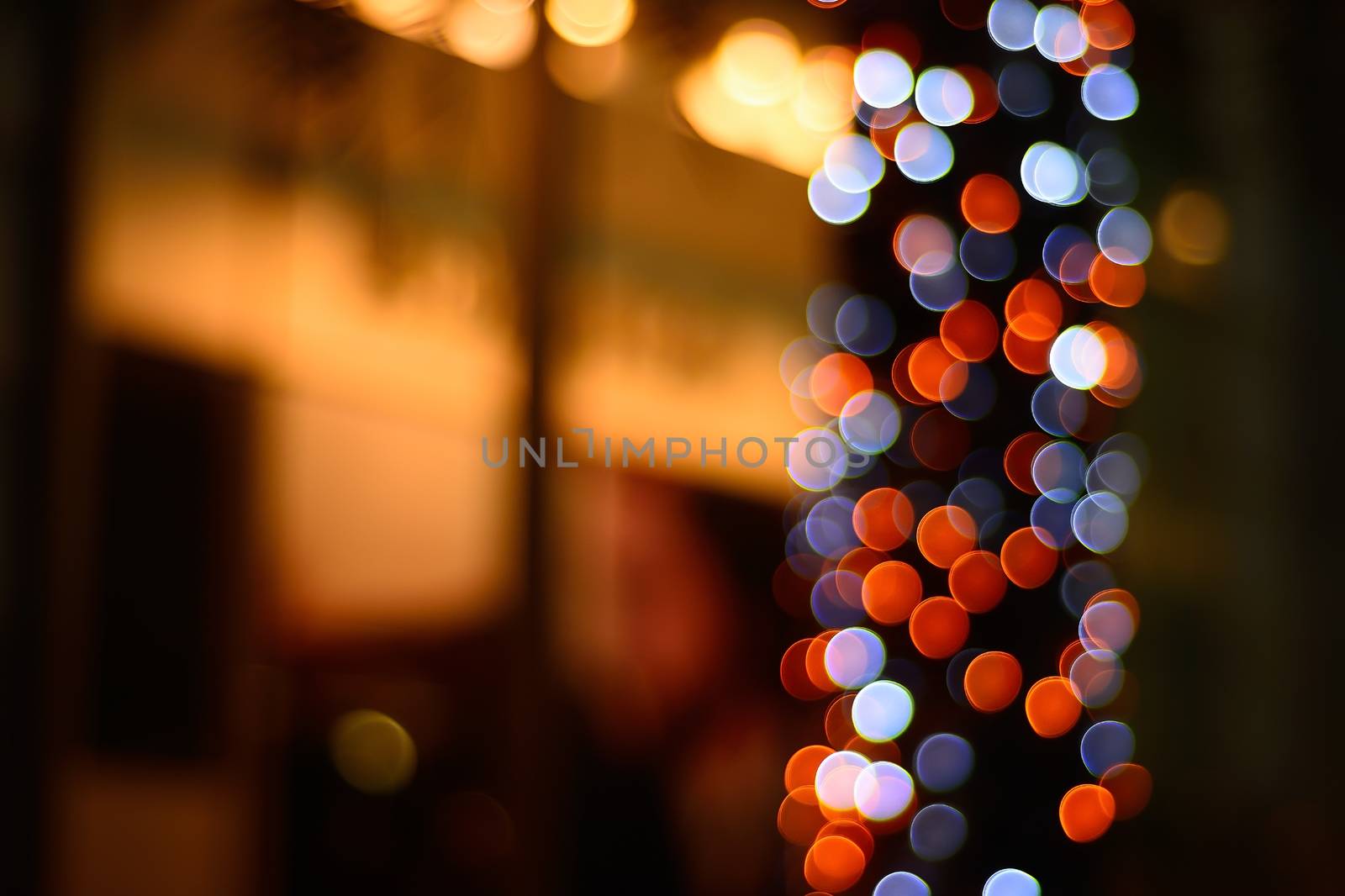 Abstract background of Chrismas color lights bokeh