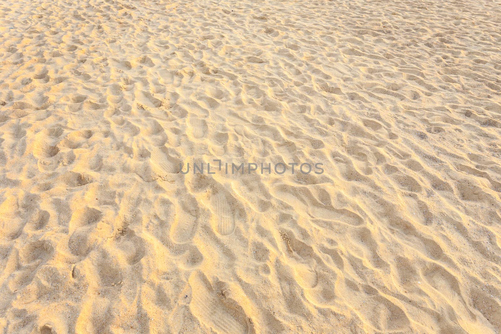 Texture of sand and footprints in the sand