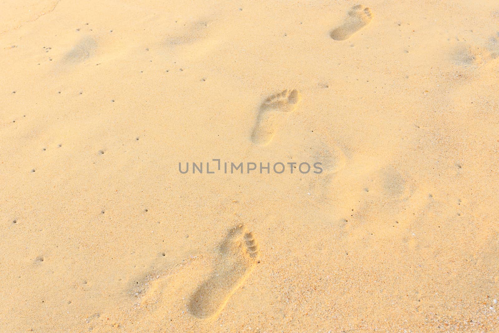 Texture of sand and footprints in the sand